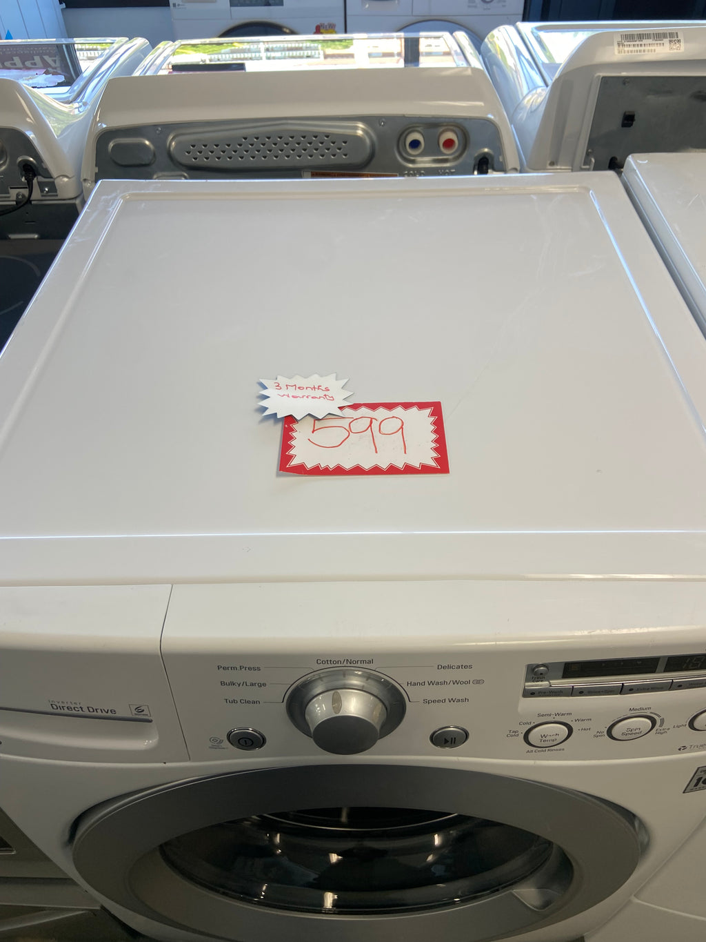 LG WM3050CW Front Load Washer, 1,200 RPM Washer Spin Speed, 7 Wash Cycles, 5 Temperature Settings, Water Heater, White colour