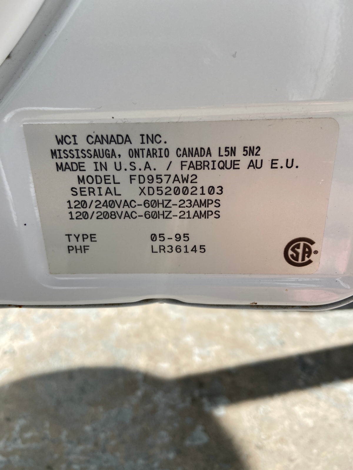 Frigidaire heavy duty dryer, White, “Refurbished”, 3 Months Warranty.
