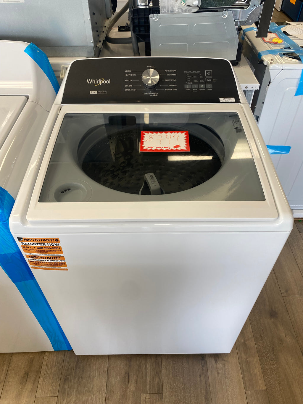 4.7-4.8 Cu. Ft. Top Load Washer with 2 in 1 Removable Agitator WTW5057LW1 Factory certified