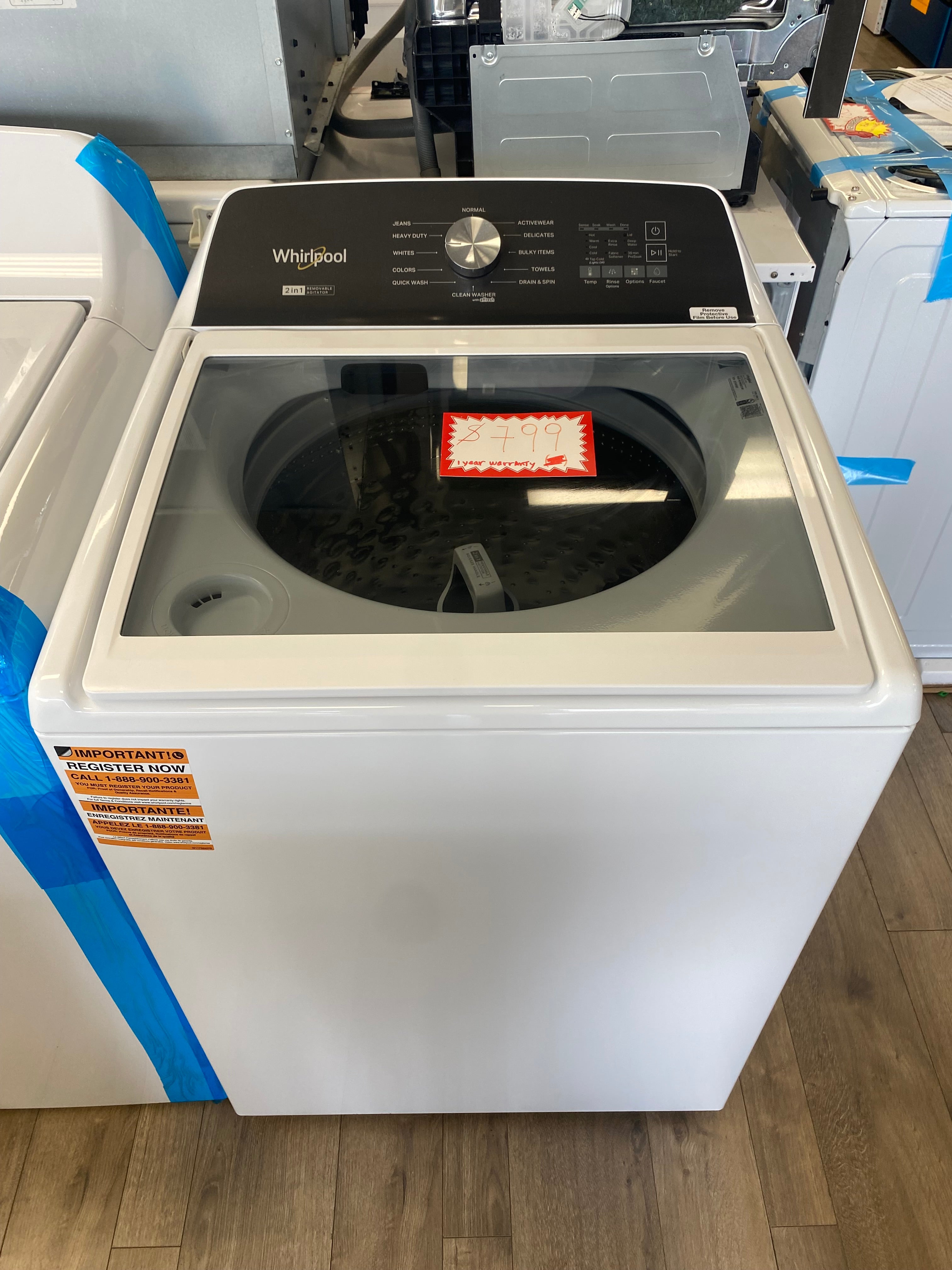 4.7-4.8 Cu. Ft. Top Load Washer with 2 in 1 Removable Agitator WTW5057LW1 Factory certified