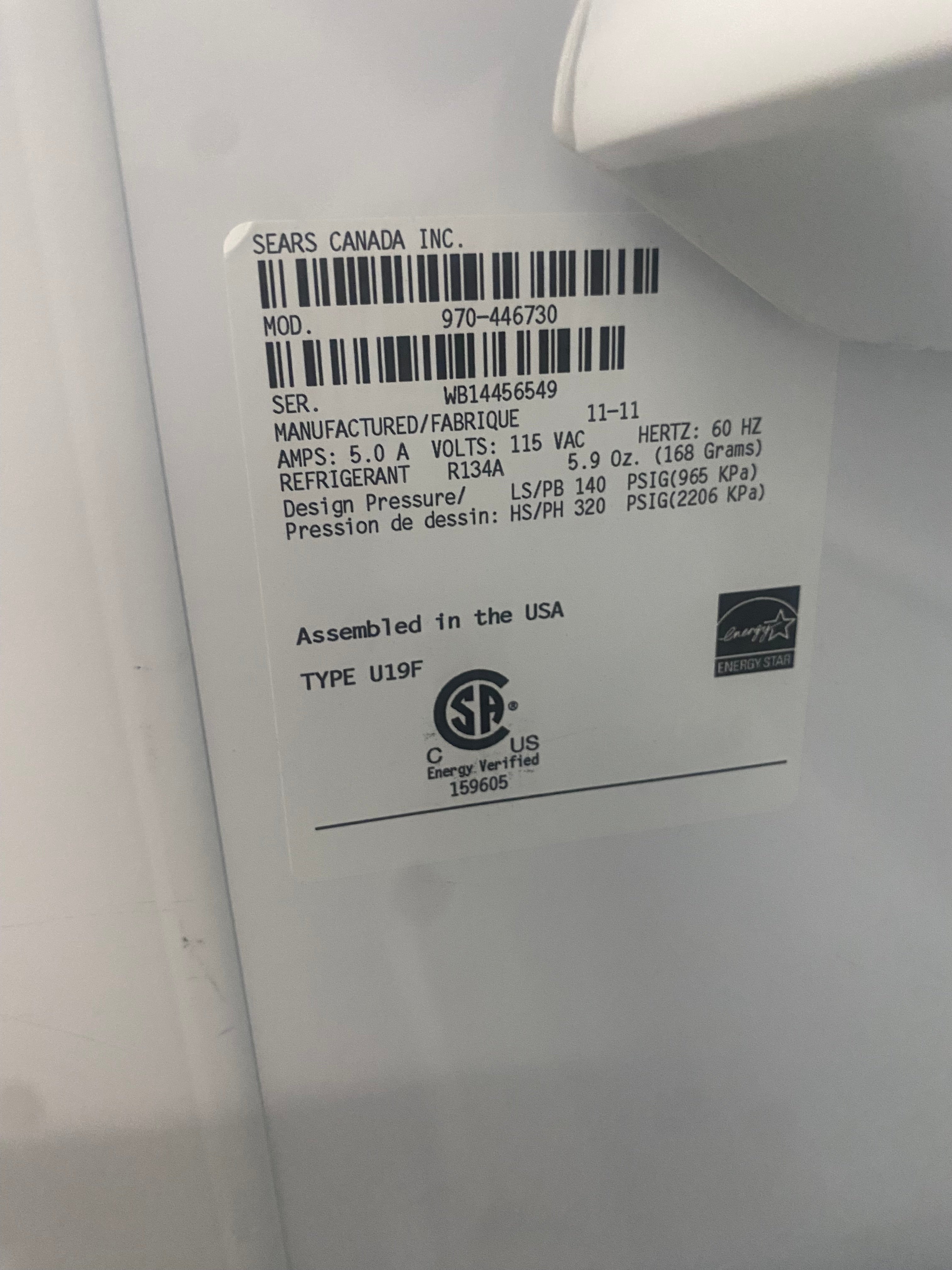 Kenmore upright freezer