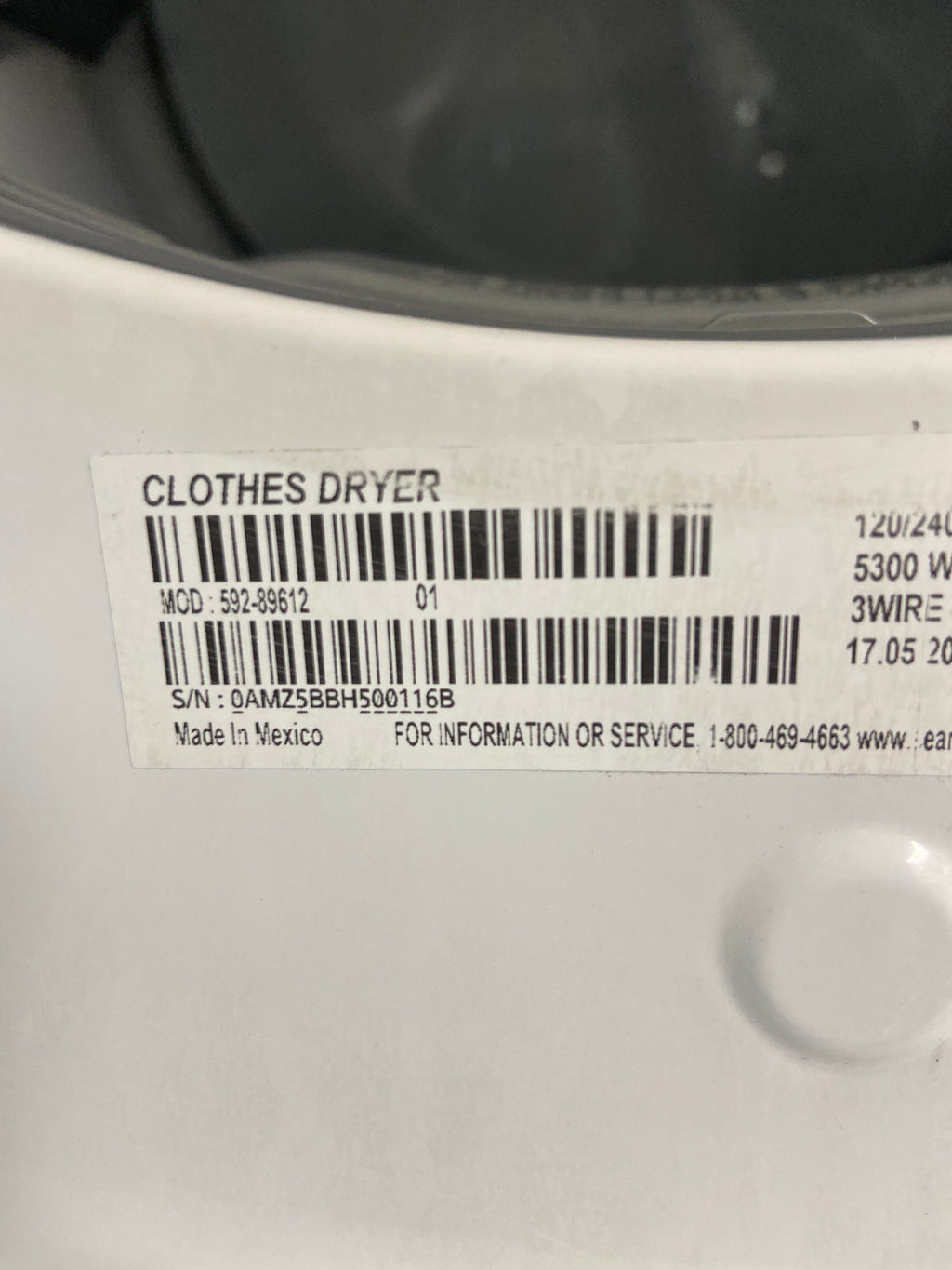 Kenmore white dryer, sensor dry, he(high efficiency marked), “Refurbished”, 3 Months Warranty