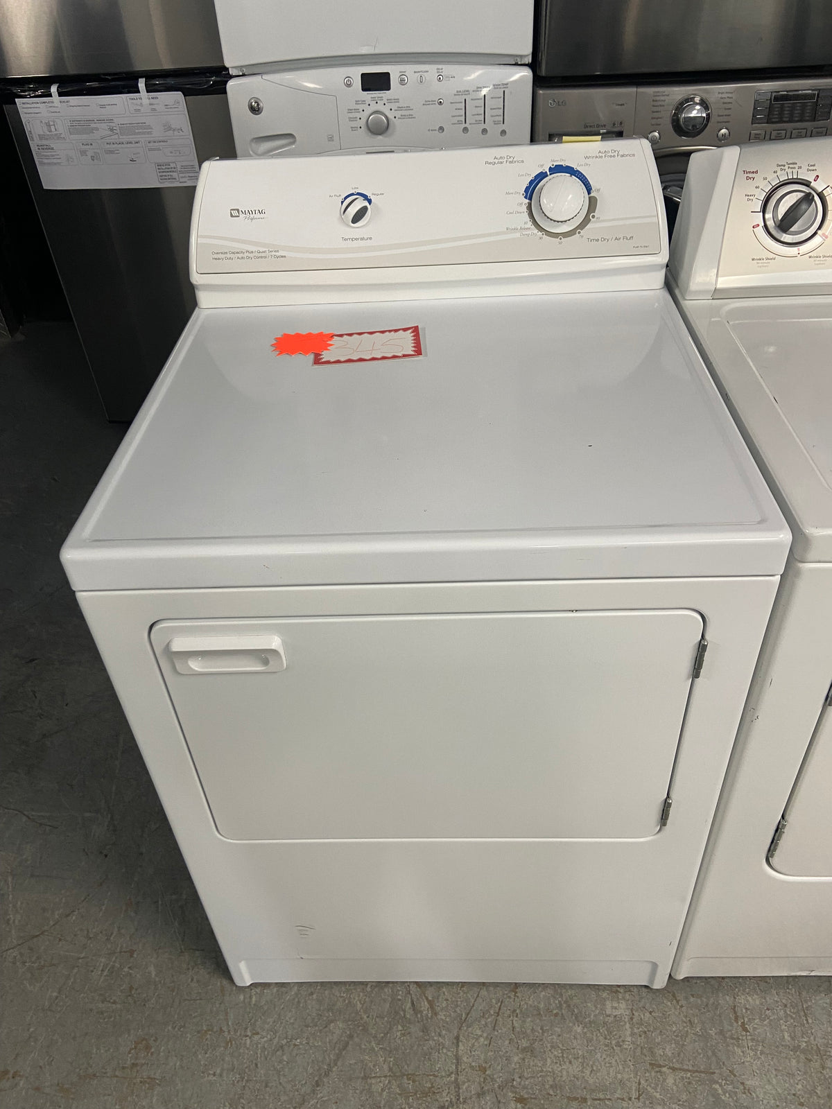 White 27” Maytag PYE2300AZW Dryer (Refurbished)