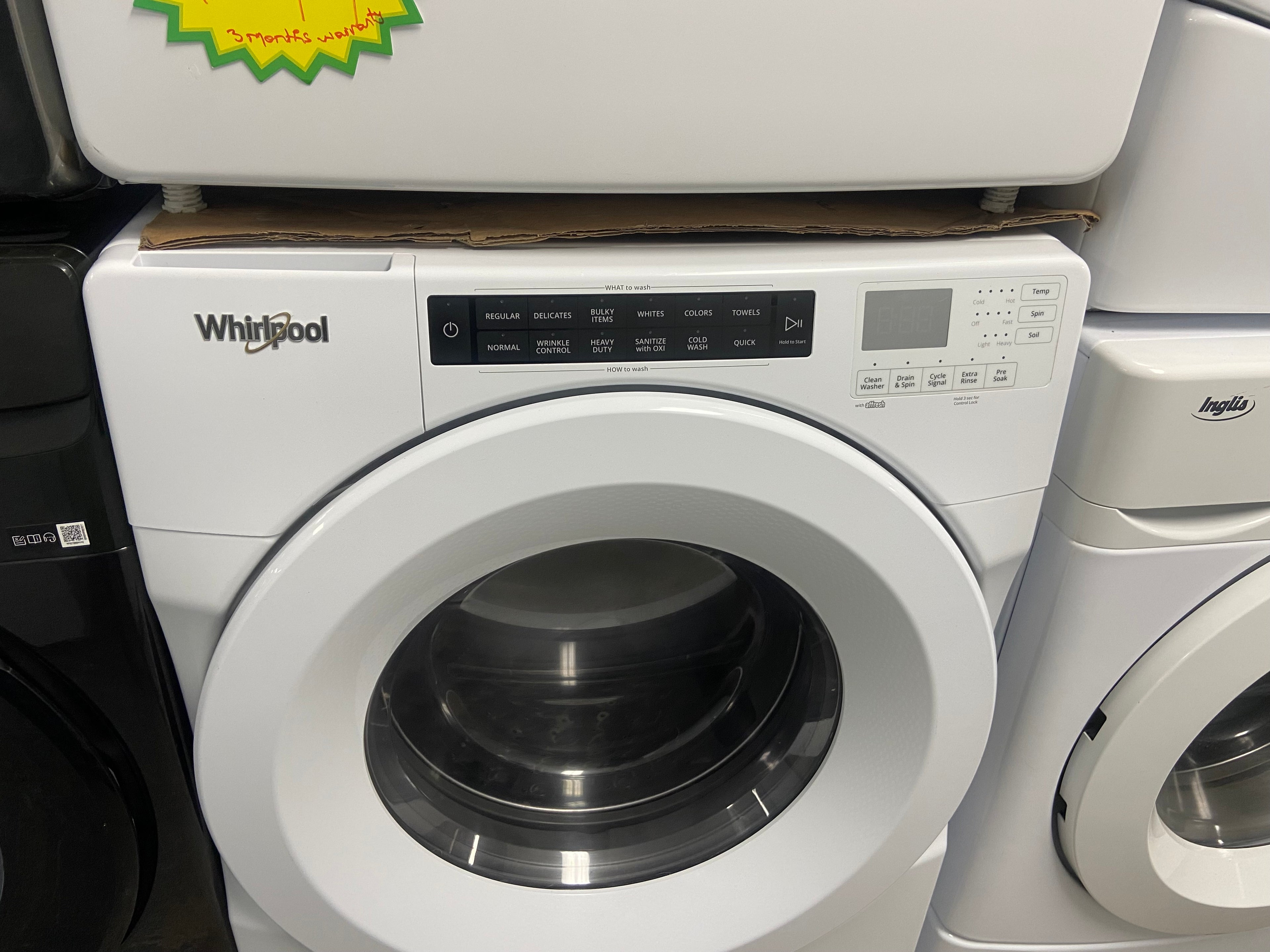 Heavy duty 27” White Whirlpool Stackable Washer, Dryer set YWED5620HW0, WFW560CHWO