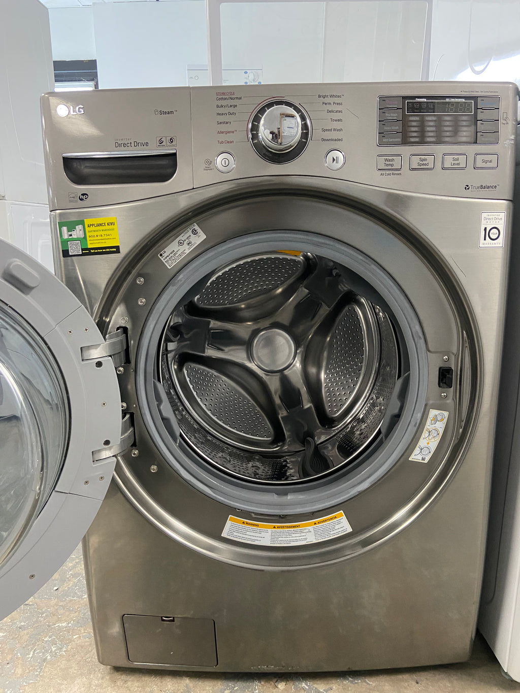 LG WM3770HVA Front Load Washer, 1,300 RPM Washer Spin Speed, 10 Wash Cycles, 5 Temperature Settings, Steam Clean, Graphite Steel colour