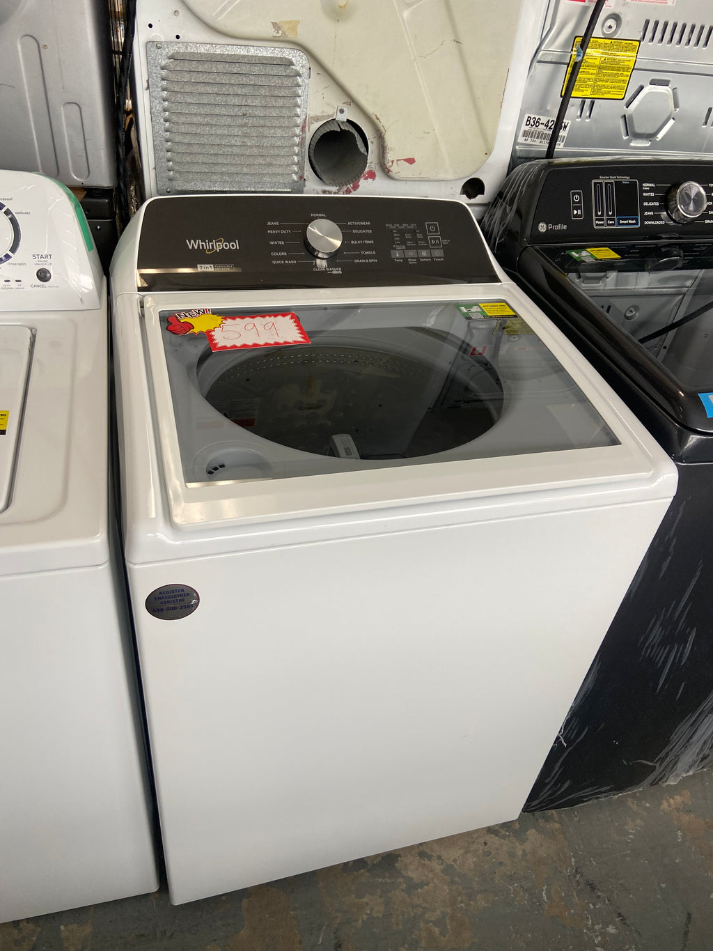 Whirlpool WTW5057LW0 Top Load Washer, 27 inch Width, 5.5 cu. ft. Washer Capacity, 770 RPM Washer Spin Speed, 12 Wash Cycles, 5 Temperature Settings, White colour (2-in-1 Removable Agitator),Water Faucet
