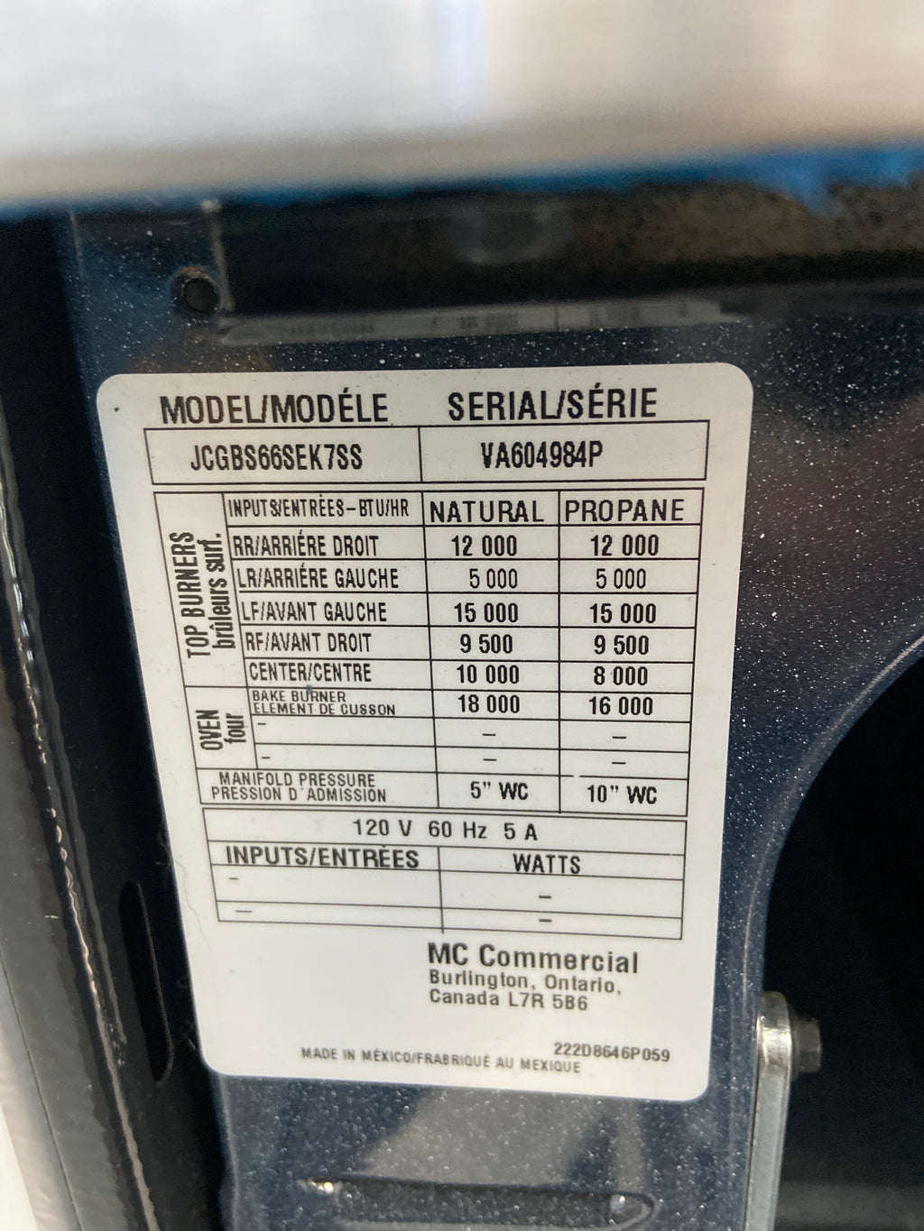GE stainless gas/propane stove, JCGBS66SEK7SS, “Brand New”, 6 Months Warranty