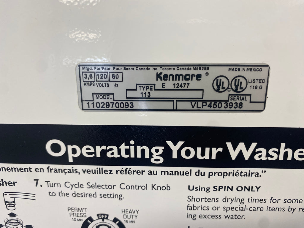 110volts Kenmore portable washer