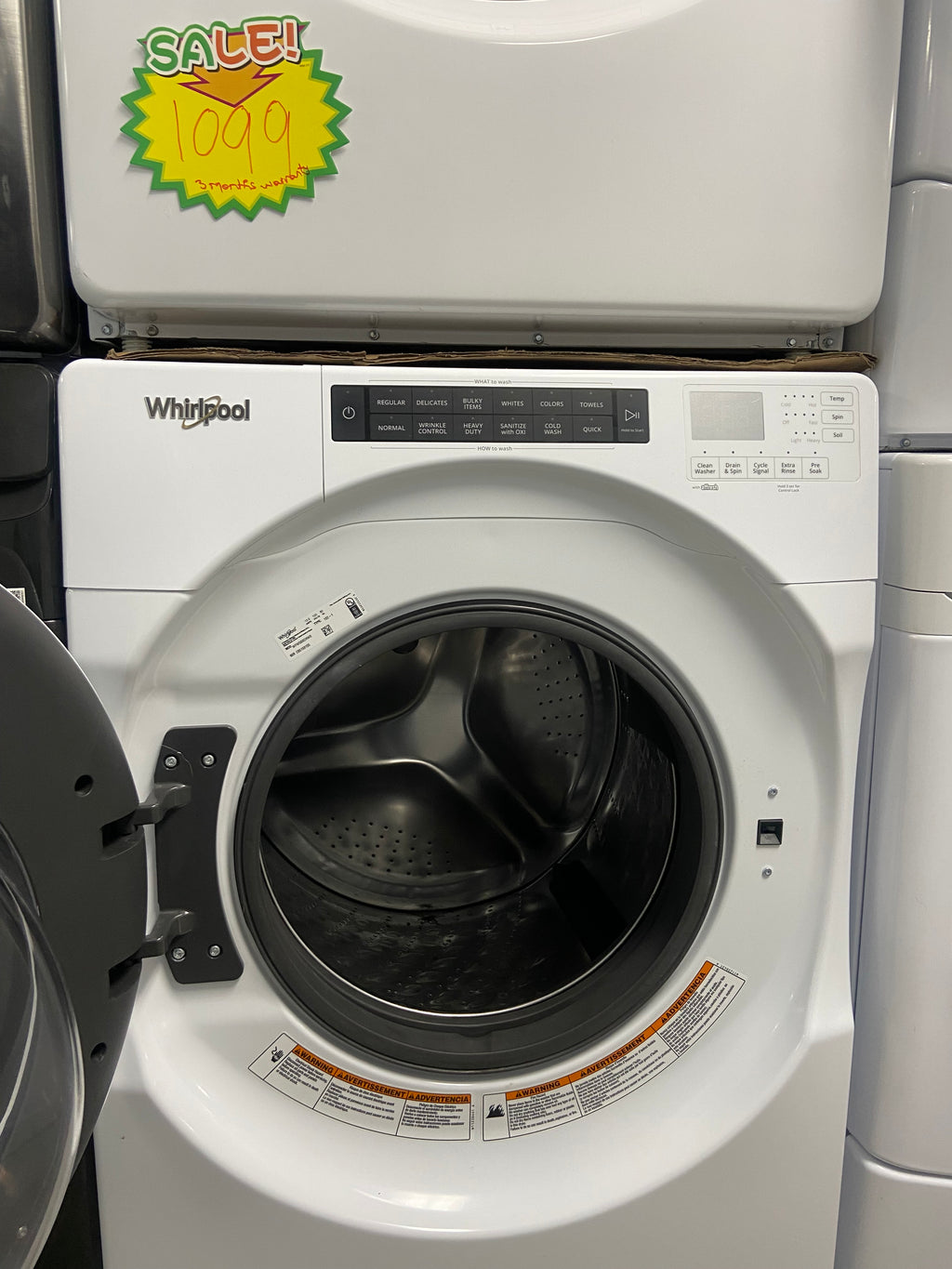 Heavy duty 27” White Whirlpool Stackable Washer, Dryer set YWED5620HW0, WFW560CHWO