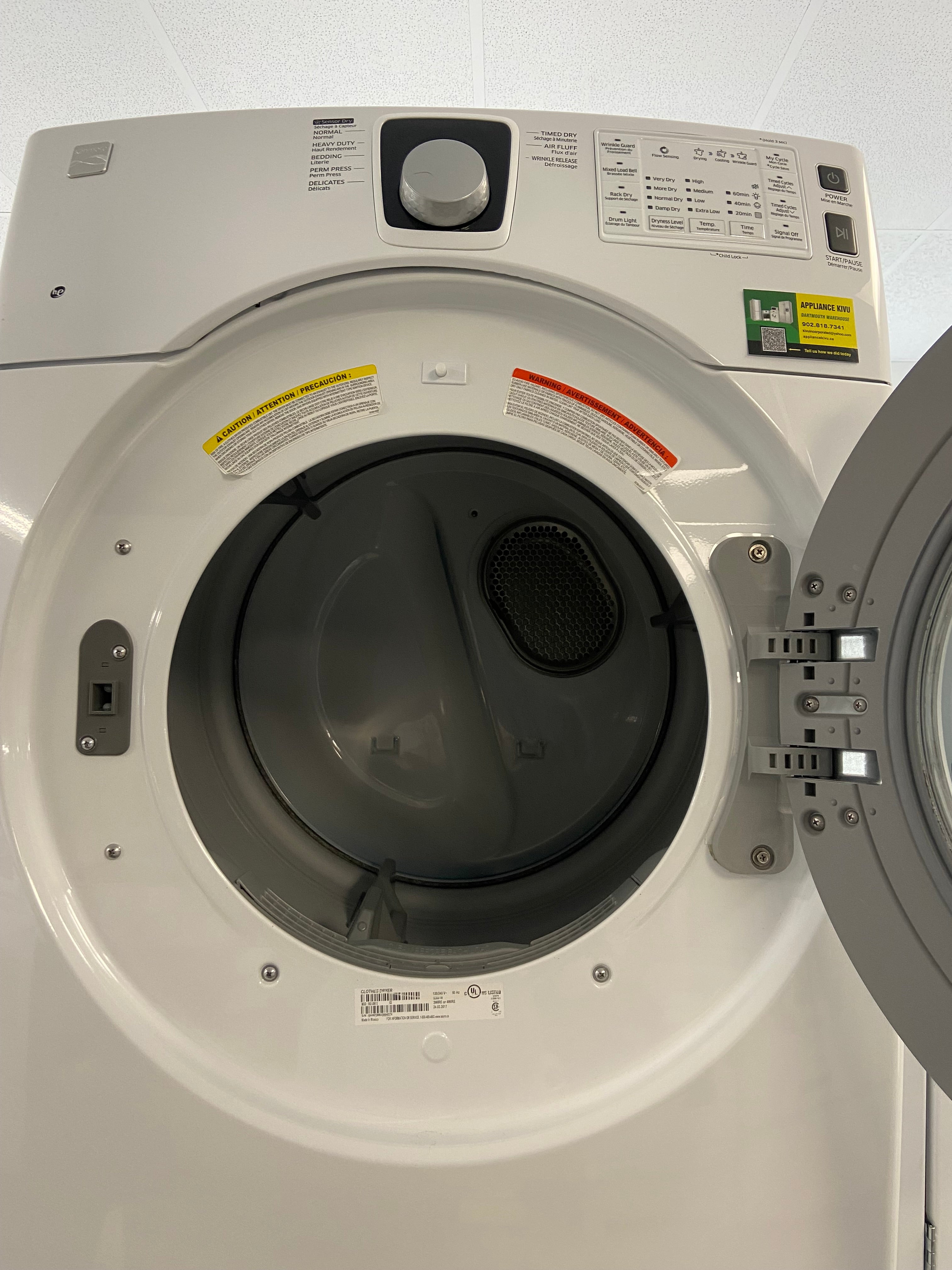 White Kenmore Washer and Dryer Set with warranty