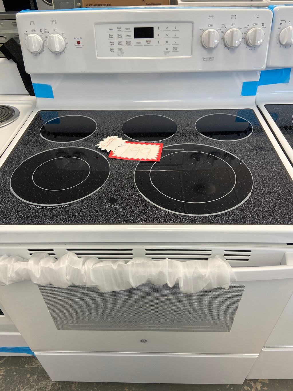 GE white glass top stove, JCB840DY2WW, “Brand New”, 6 Months Warranty