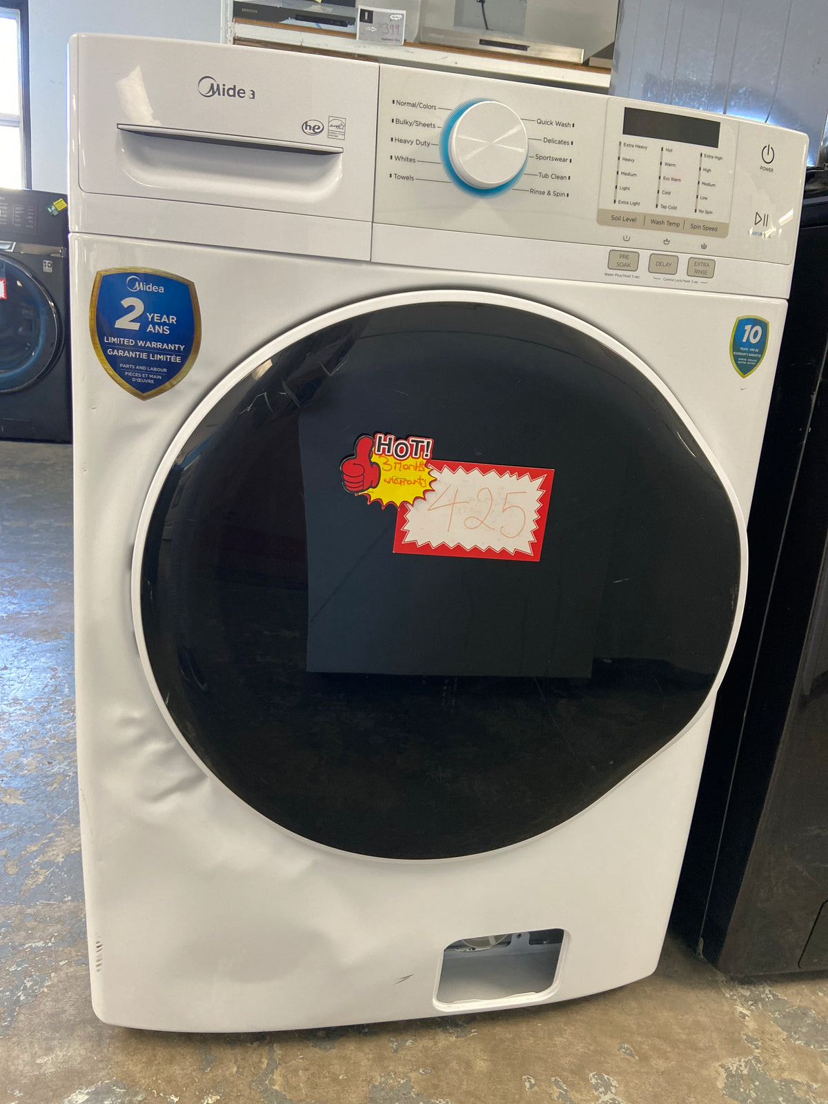 Midea Front Load washer, white, He (high efficiency marked), energy star certified, “Used”, 3 Months Warranty