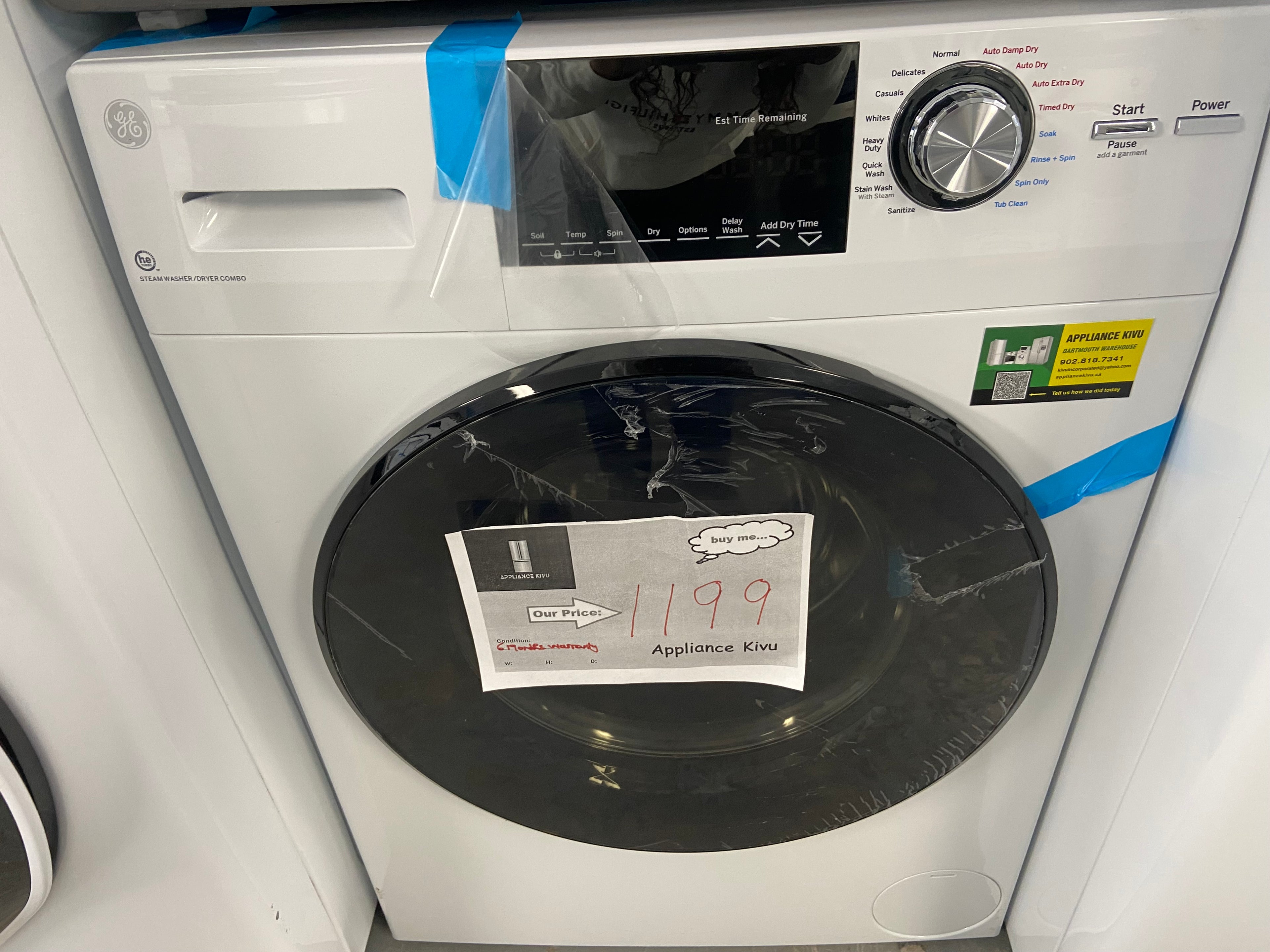 GE GFQ14ESSN1WW All-in-One Washer Dryer Combo, 24 inch Width, 2.8 cu. ft. Washer Capacity, Steam Clean, 14 Wash Cycles, 5 Temperature Settings, 1,450 RPM Washer Spin Speed, Electric, White colour All-In-One Washer & Dryer
