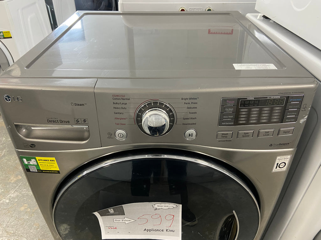 LG WM3770HVA Front Load Washer, 1,300 RPM Washer Spin Speed, 10 Wash Cycles, 5 Temperature Settings, Steam Clean, Graphite Steel colour