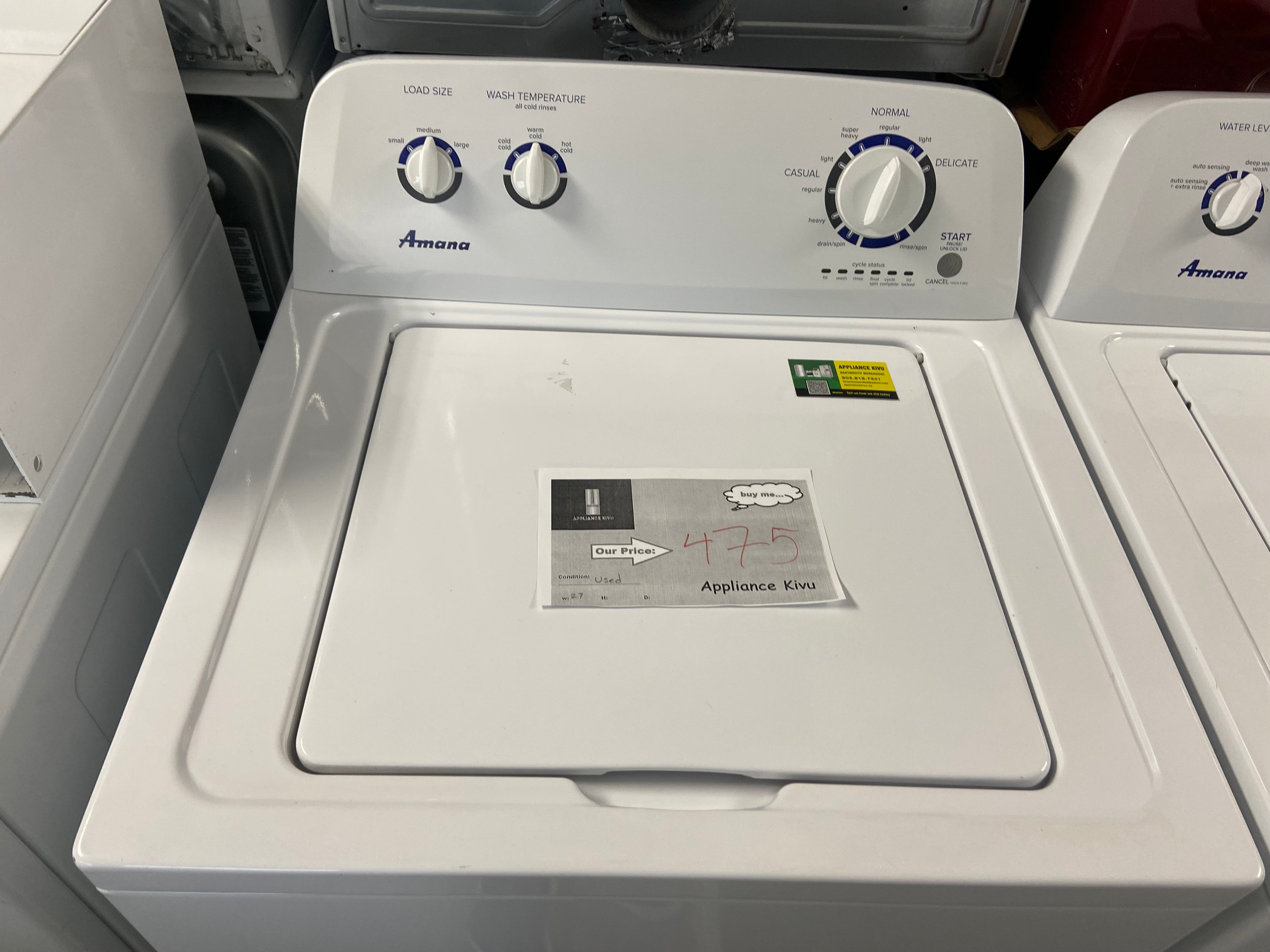 Amana NTW4600YQ1 Top Load Washer, 700 RPM Washer Spin Speed, 9 Wash Cycles, 3 Temperature Settings, White colour