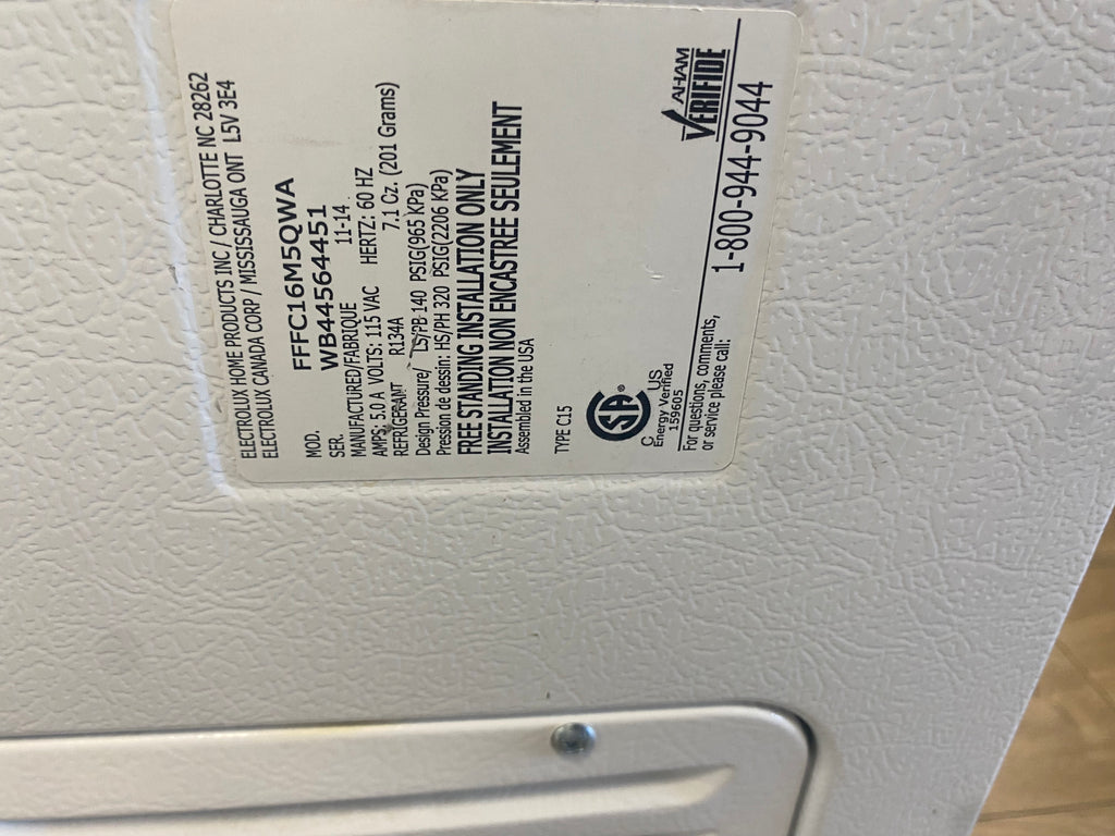 16 cuft Frigidaire White Chest Freezer “used”
