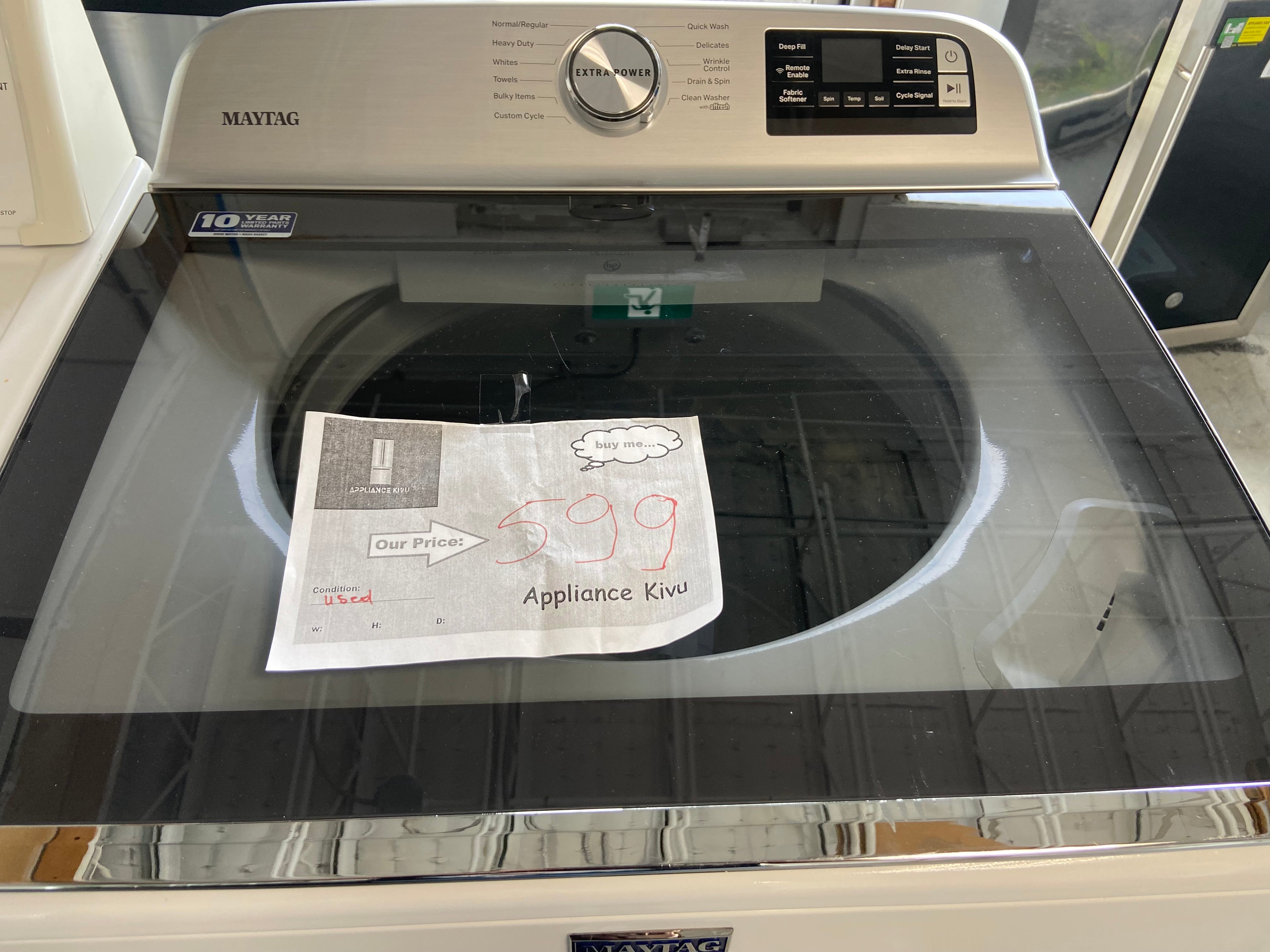 White Maytag MVW6230HW0 Top Load Washer, 27 inch Width, 5.4 cu. ft. Washer Capacity "Refurbished"