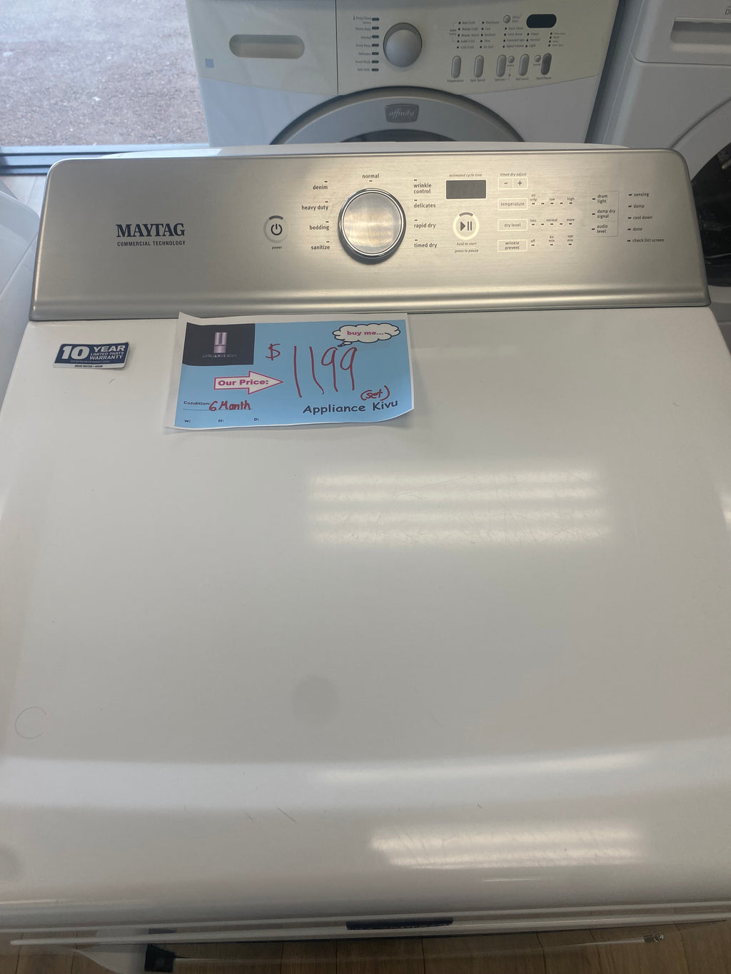 Maytag washer and dryer set, side by side set up, "New Open Box".