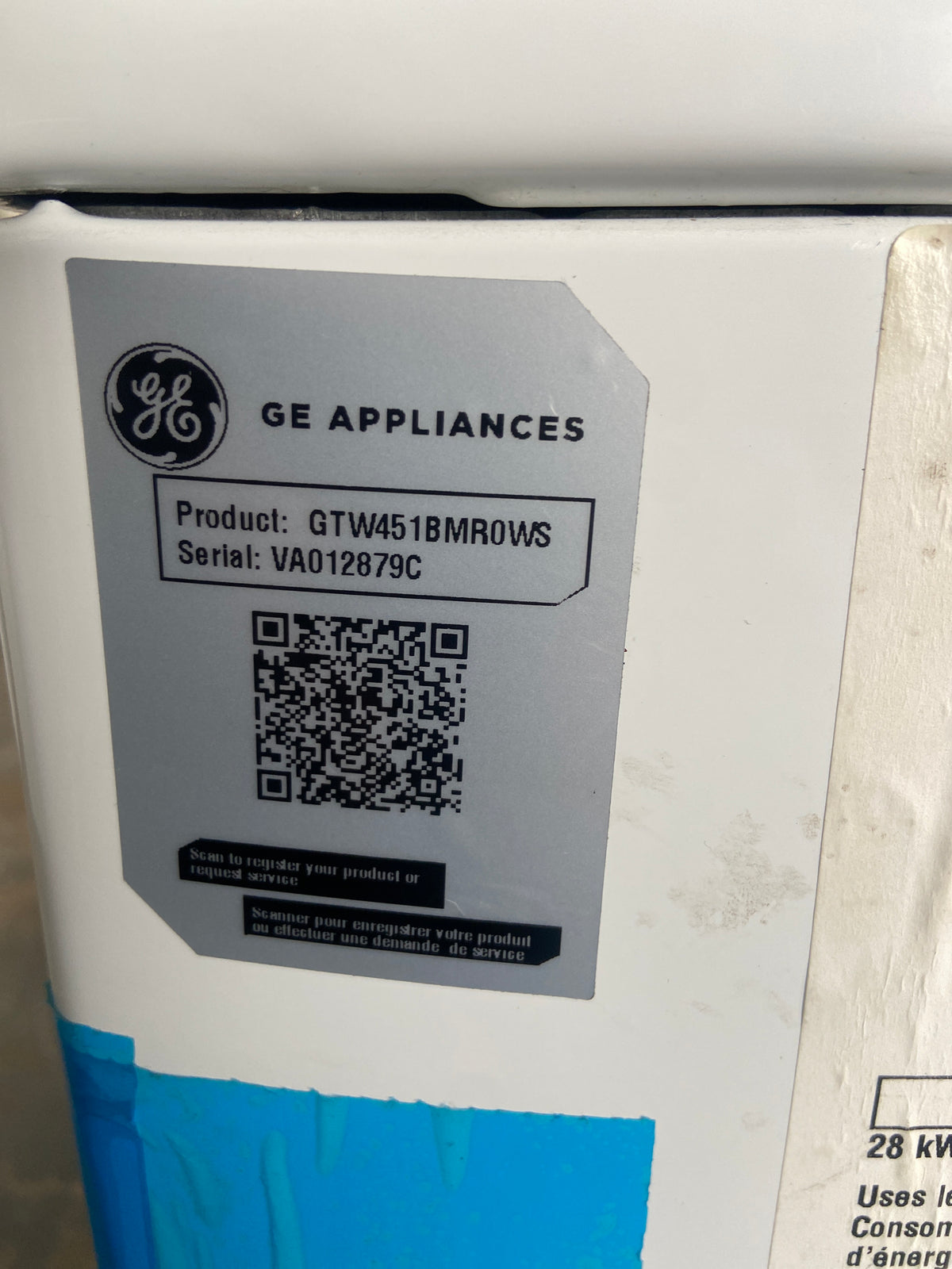 GE white top load washer, he(high efficiency marked), deep fill, up to super large capacity for loading, “Open Box”, 6 Months Warranty.