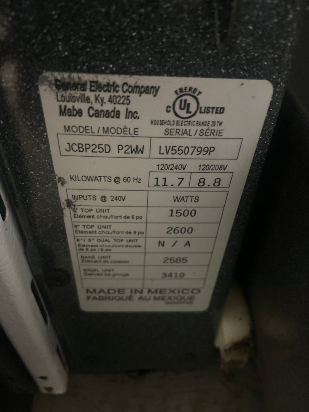 GE white coil top stove, JCBP25D P2WW, “Refurbished”, 3 Months Warranty