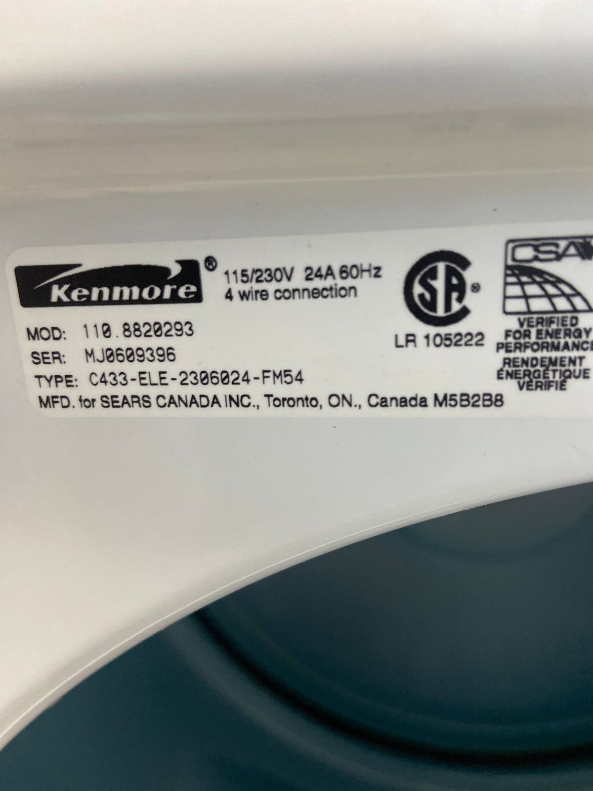 Kenmore white dryer, “Refurbished”, 3 Months Warranty.