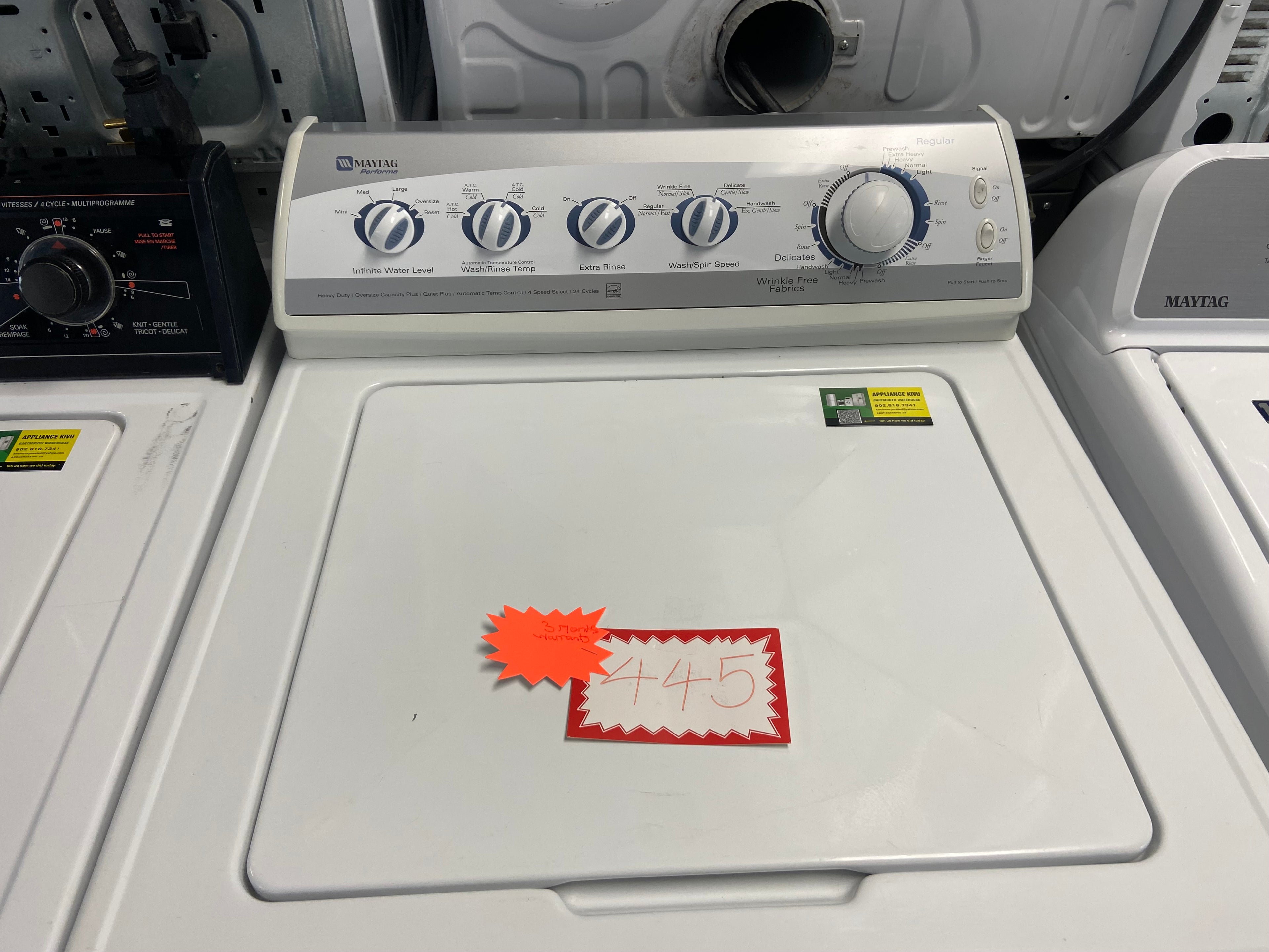 White 27” Maytag PAVT454EWW Washer with warranty