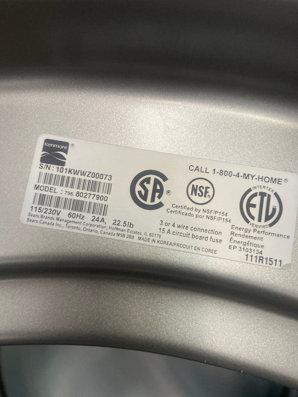 Kenmore washer and dryer set, 796. 40277900 / 796.80277900, “Refurbished”, 3 Months Warranty.