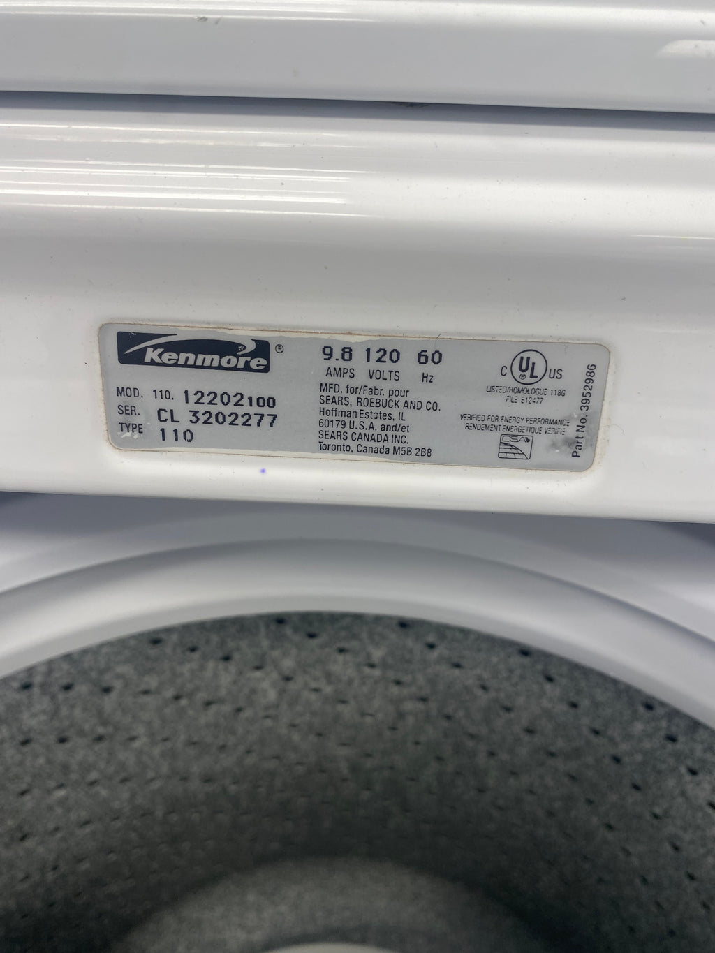 Kenmore top load washer