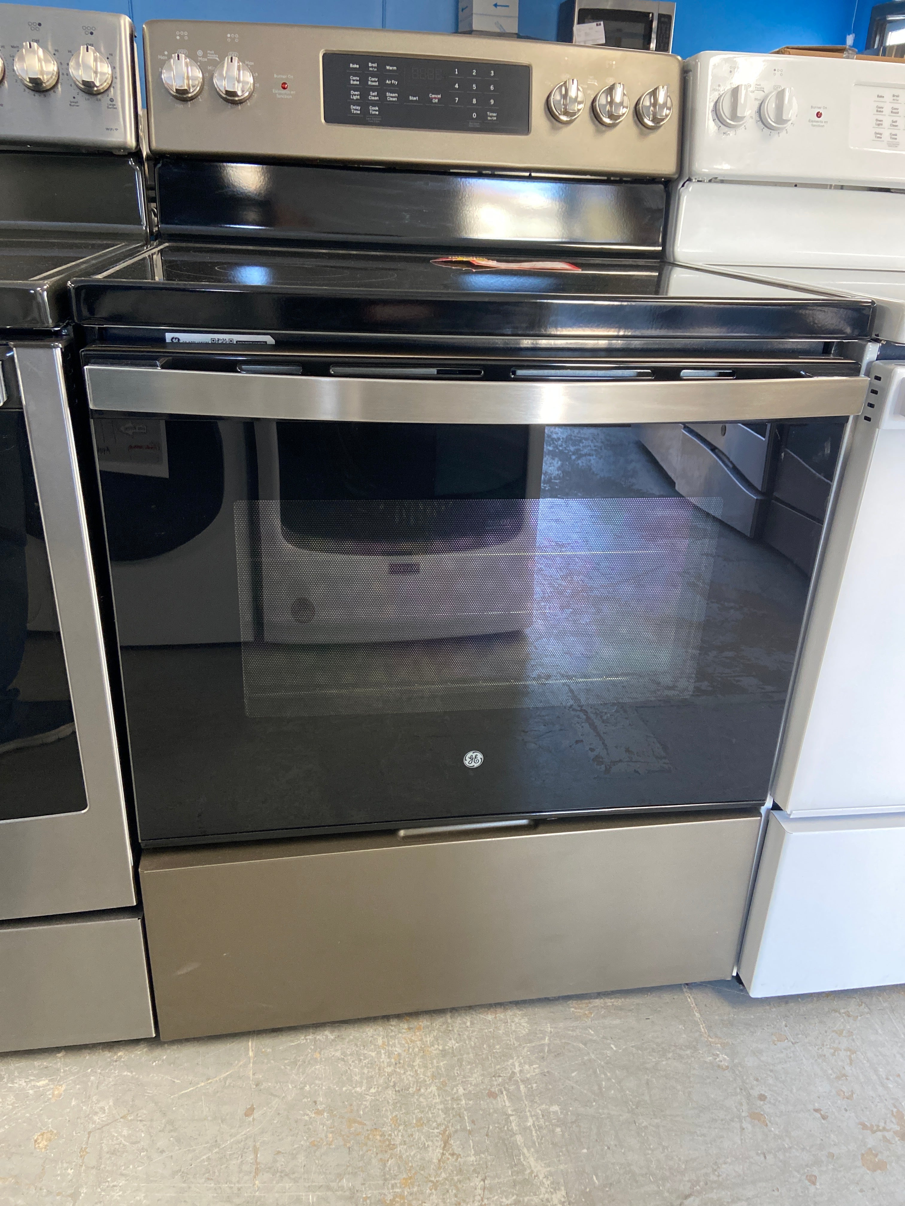 GE 30" Electric Slide-In Front Control Range with Storage Drawer Stainless Steel - JCB840ET1ES