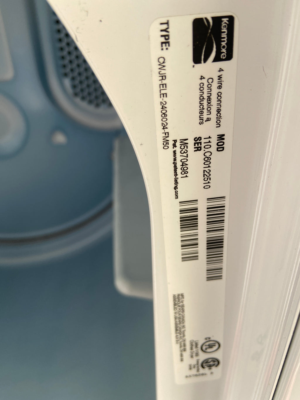 Kenmore white dryer, “Refurbished”, 3 Months Warranty