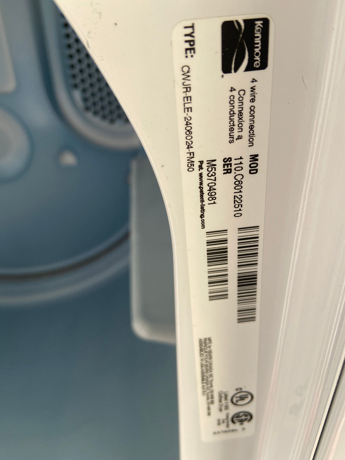 Kenmore white dryer, “Refurbished”, 3 Months Warranty