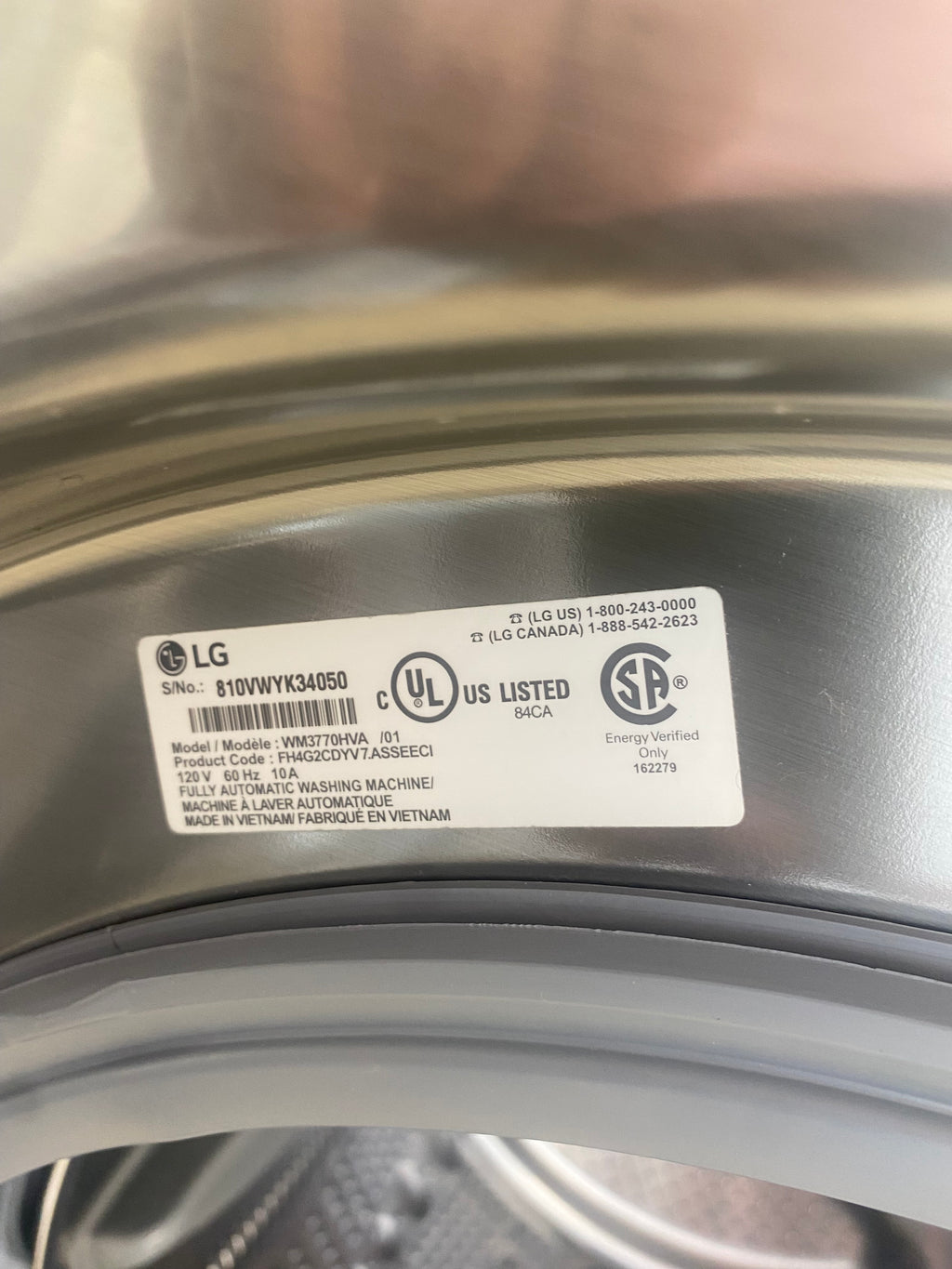 LG front load washer, Grey "Refurbished"