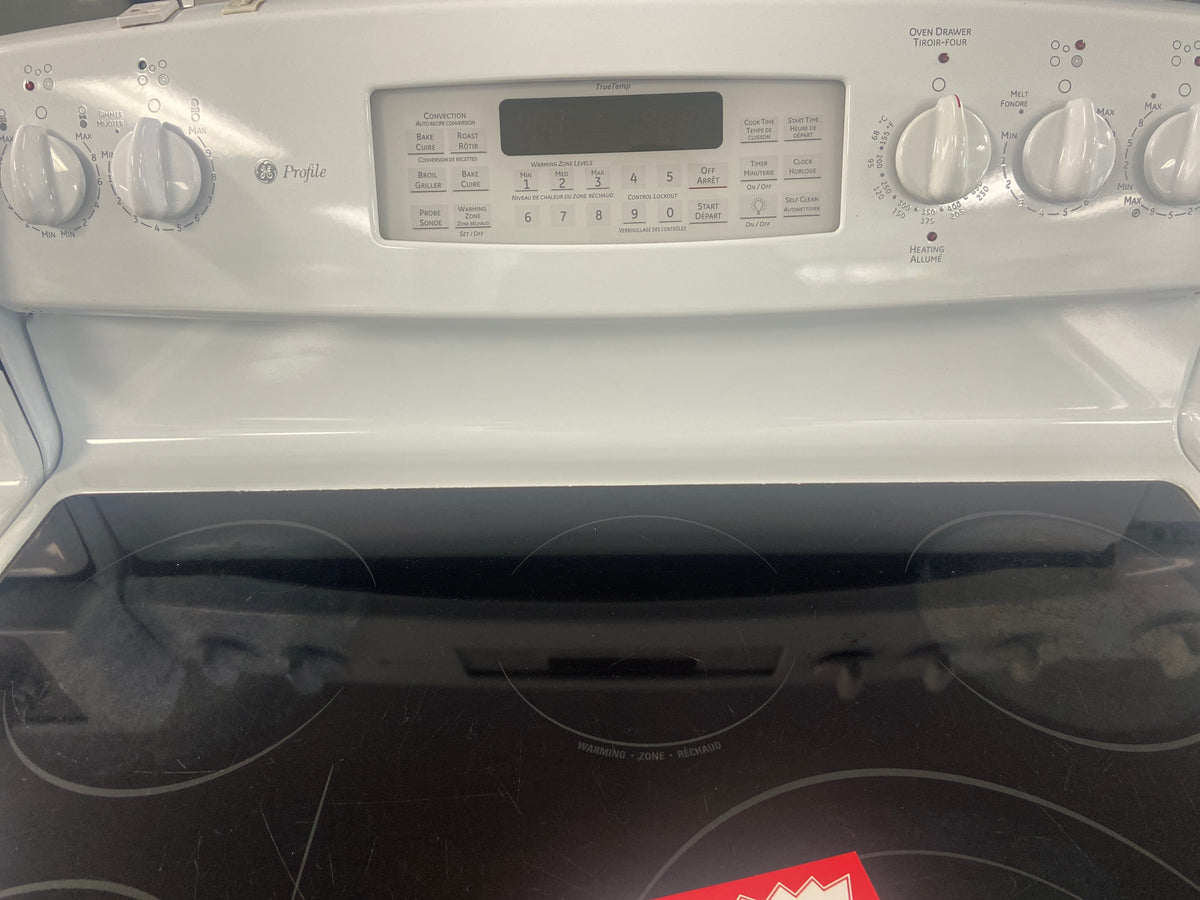 GE profile glass top stove, PCB969DR1WW, “Refurbished”, 3 Months warranty