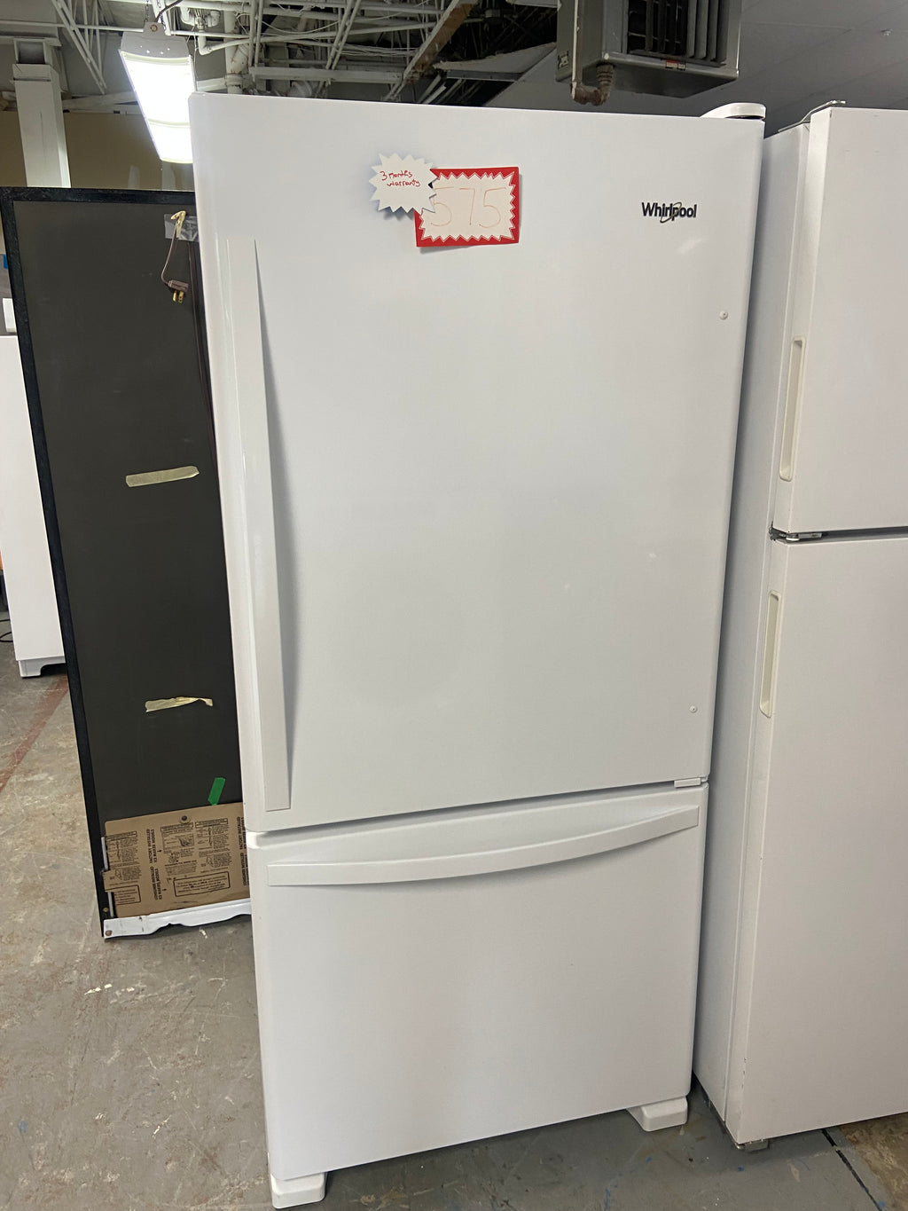 White 30” Whirlpool WRB329DFBW01 Fridge (Refurbished)