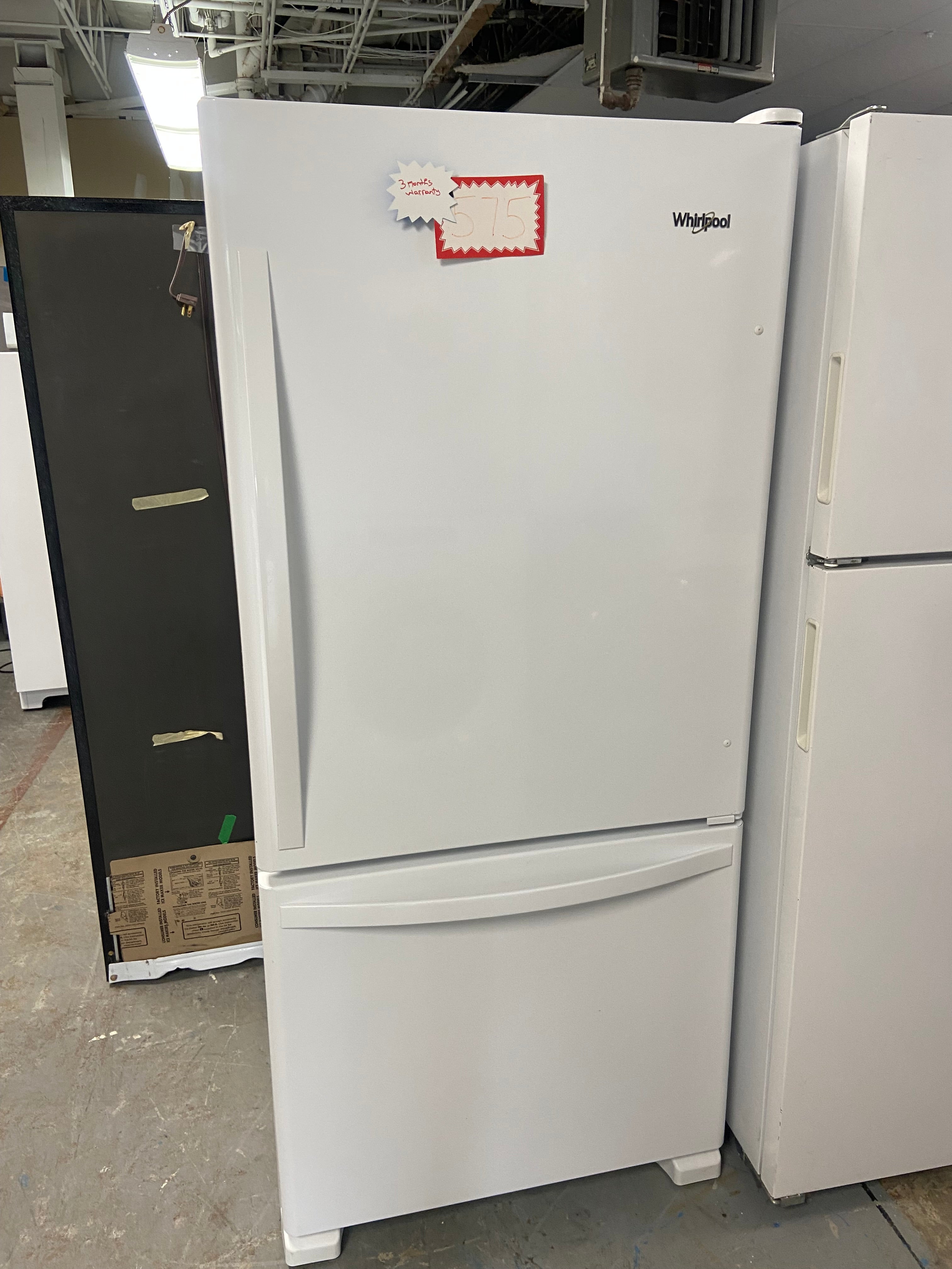 White 30” Whirlpool WRB329DFBW01 Fridge (Refurbished)