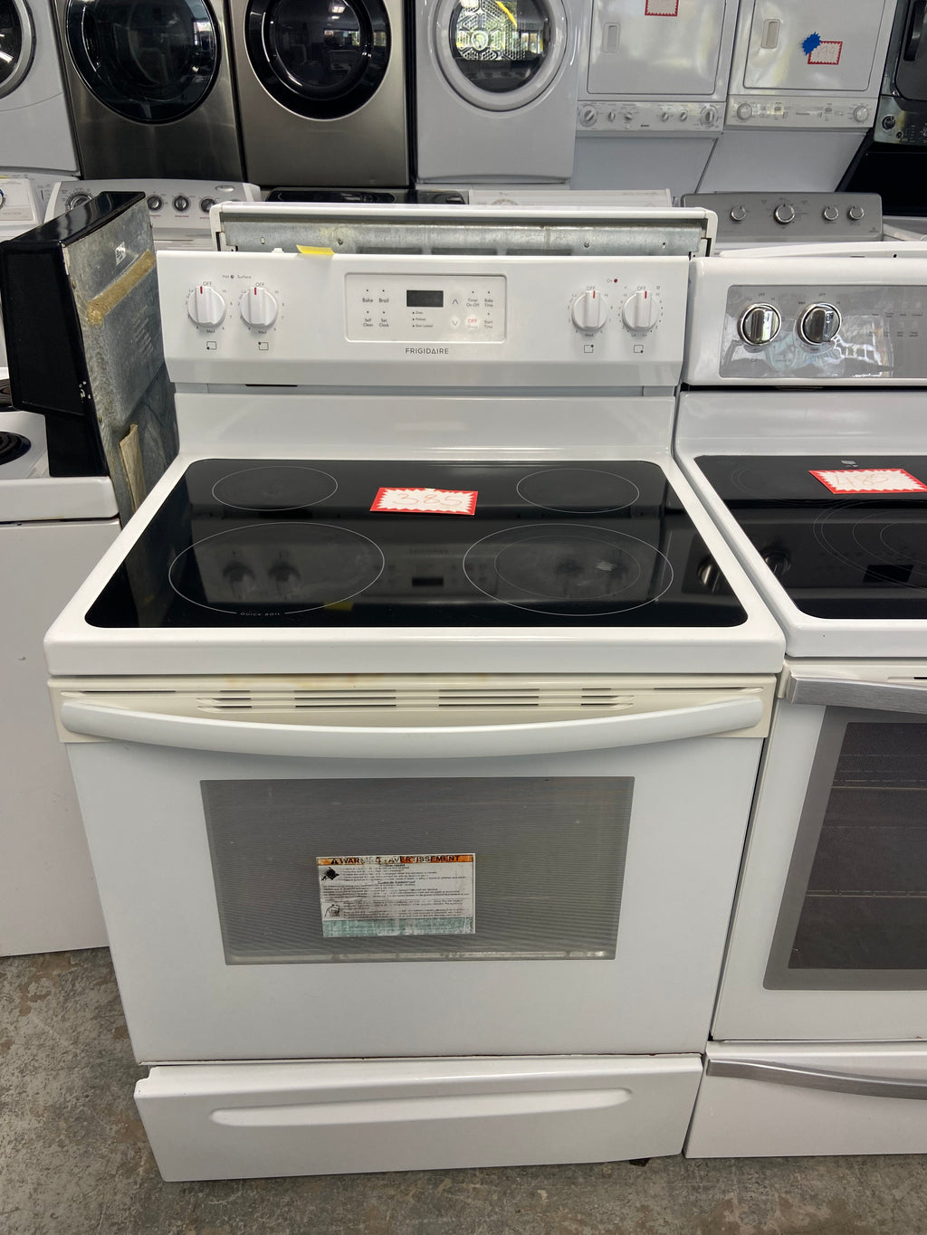 White 30” Frigidaire CFEF3055TWD Glass Top Stove