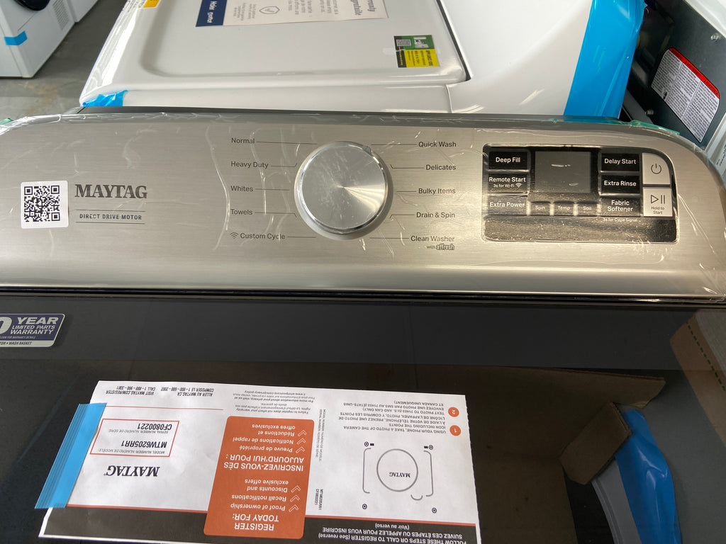 grey 27 inch Maytag MTW6205RR1 Top Load Washer, 6 cu. ft. with Agitator "Open Box"