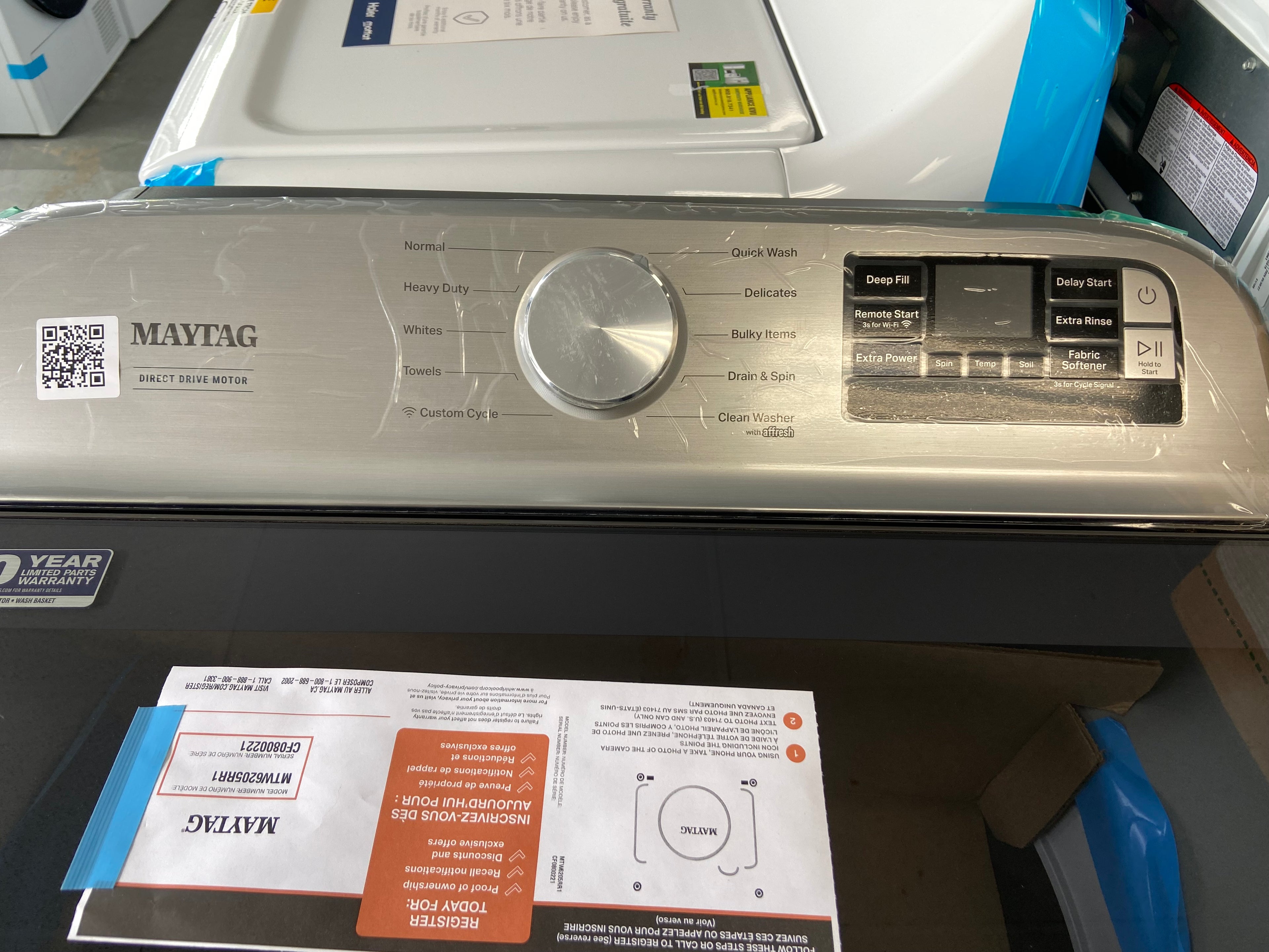 grey 27 inch Maytag MTW6205RR1 Top Load Washer, 6 cu. ft. with Agitator "Open Box"