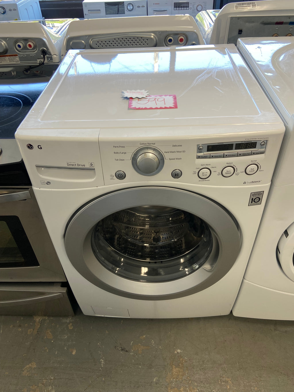 LG WM3050CW Front Load Washer, 1,200 RPM Washer Spin Speed, 7 Wash Cycles, 5 Temperature Settings, Water Heater, White colour