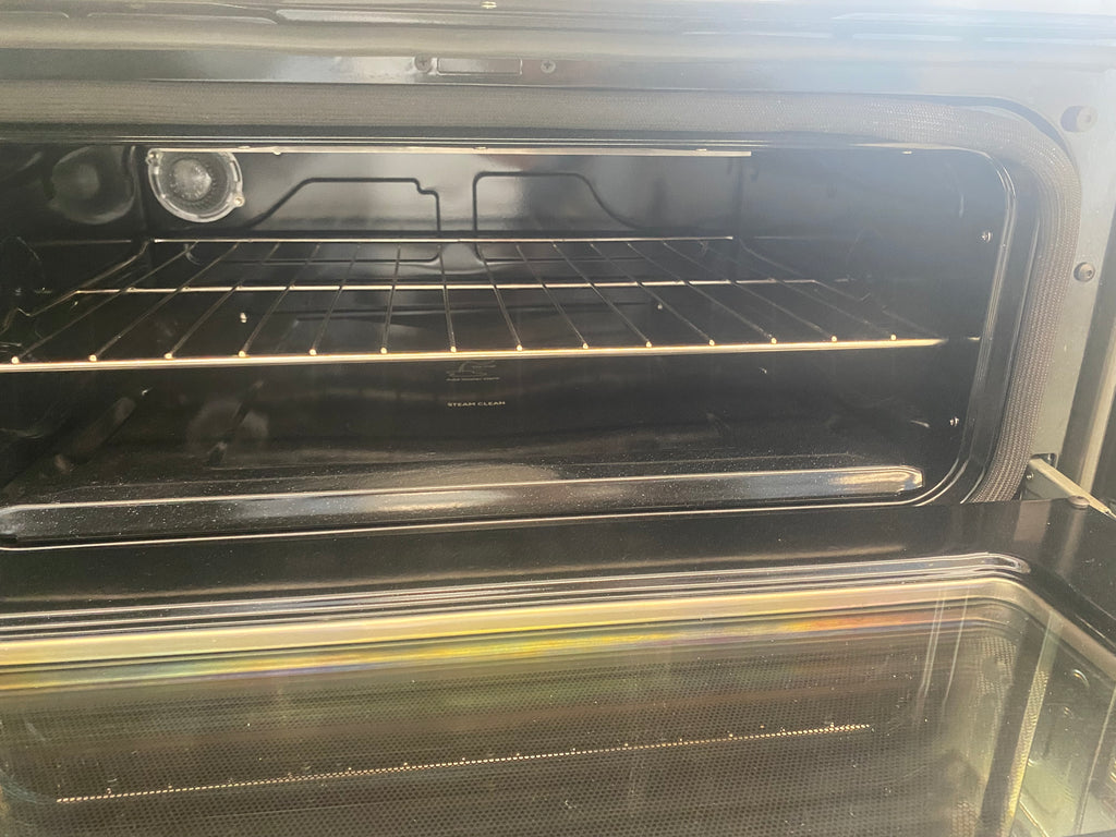 30” GE propane slide in stove "New", Stainless, Double oven