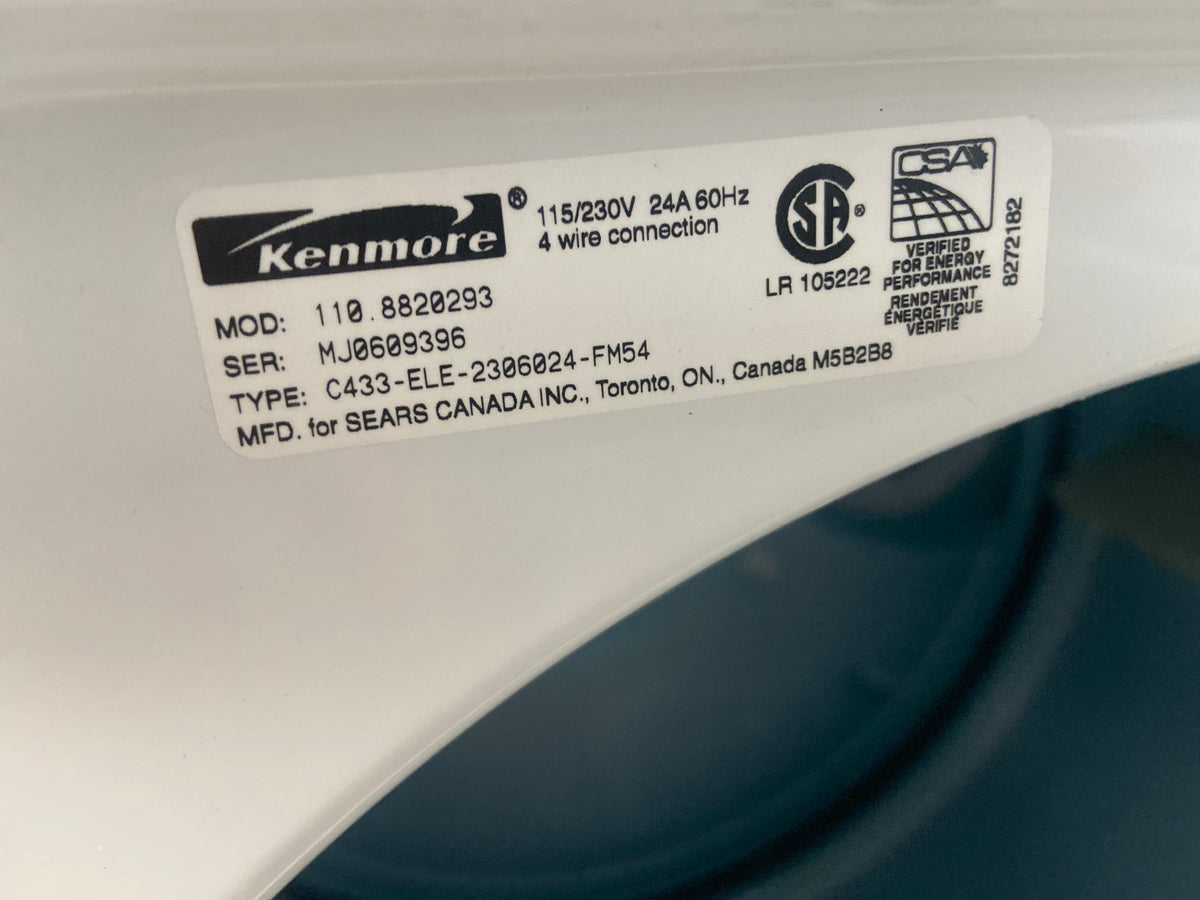 Kenmore White dryer, Heavy duty, Extra large capacity, “Refurbished”, 3 Months warranty.