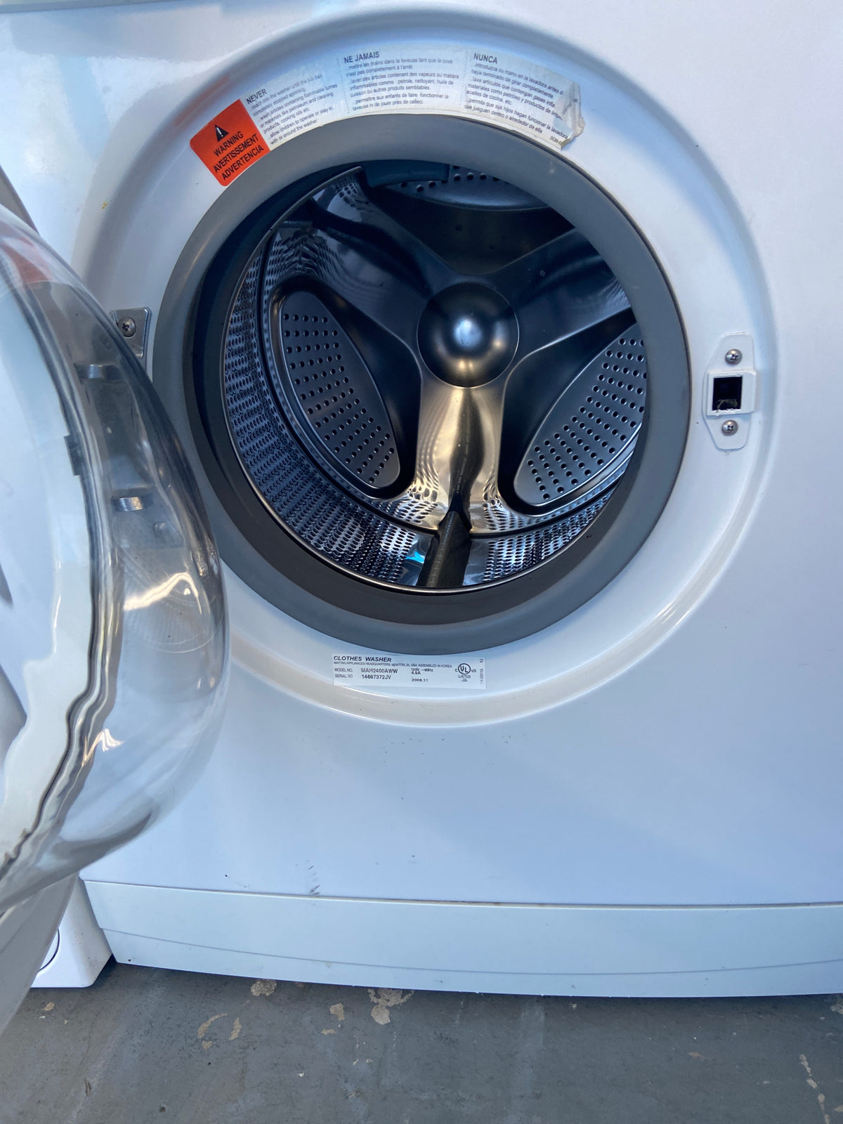 Maytag Apartment size front load washer, White, “Refurbished”
