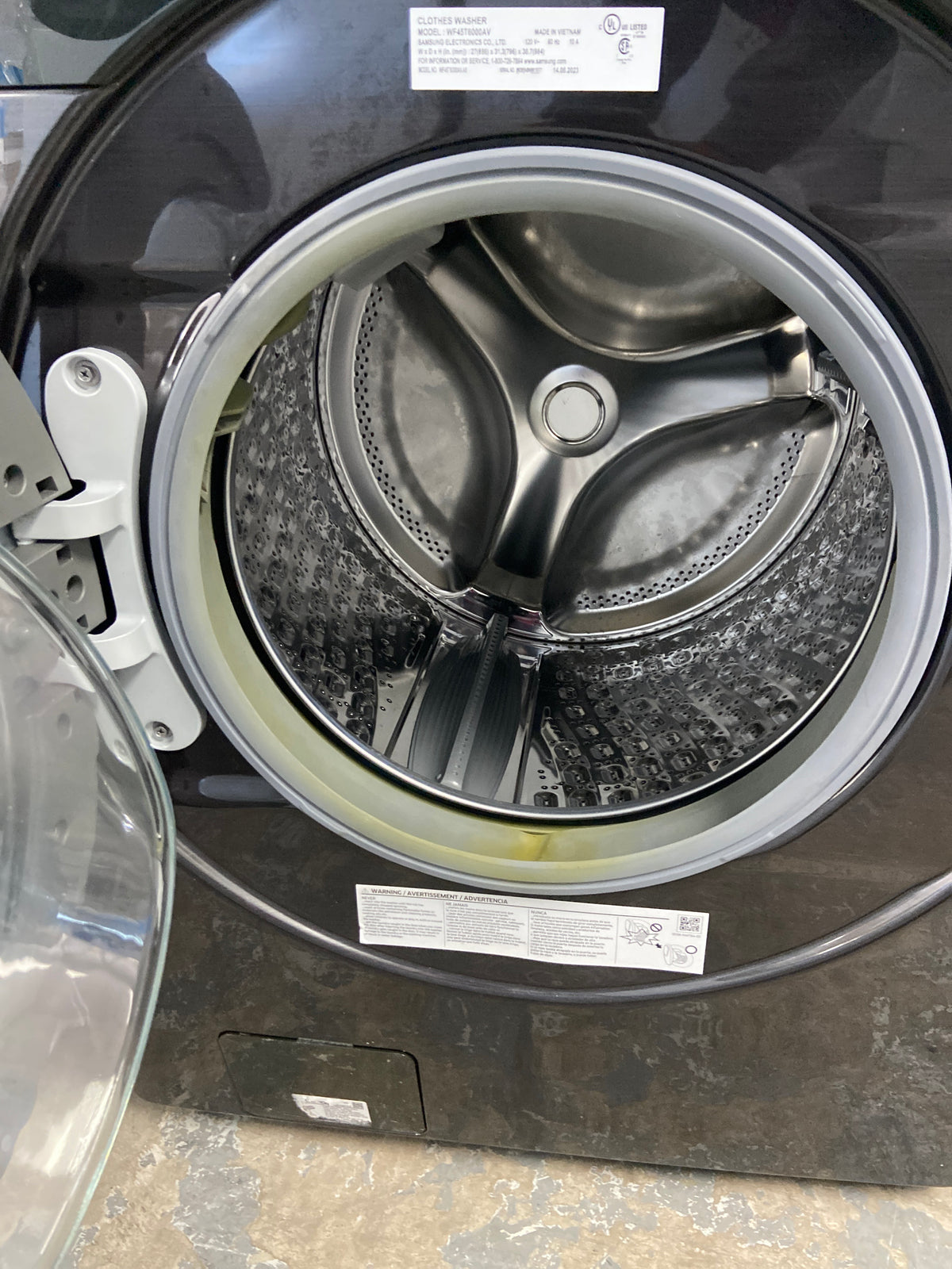 Samsung front load washer, dark stainless, he(high efficiency), energy star certified, “Refurbished”, 3 Months Warranty.