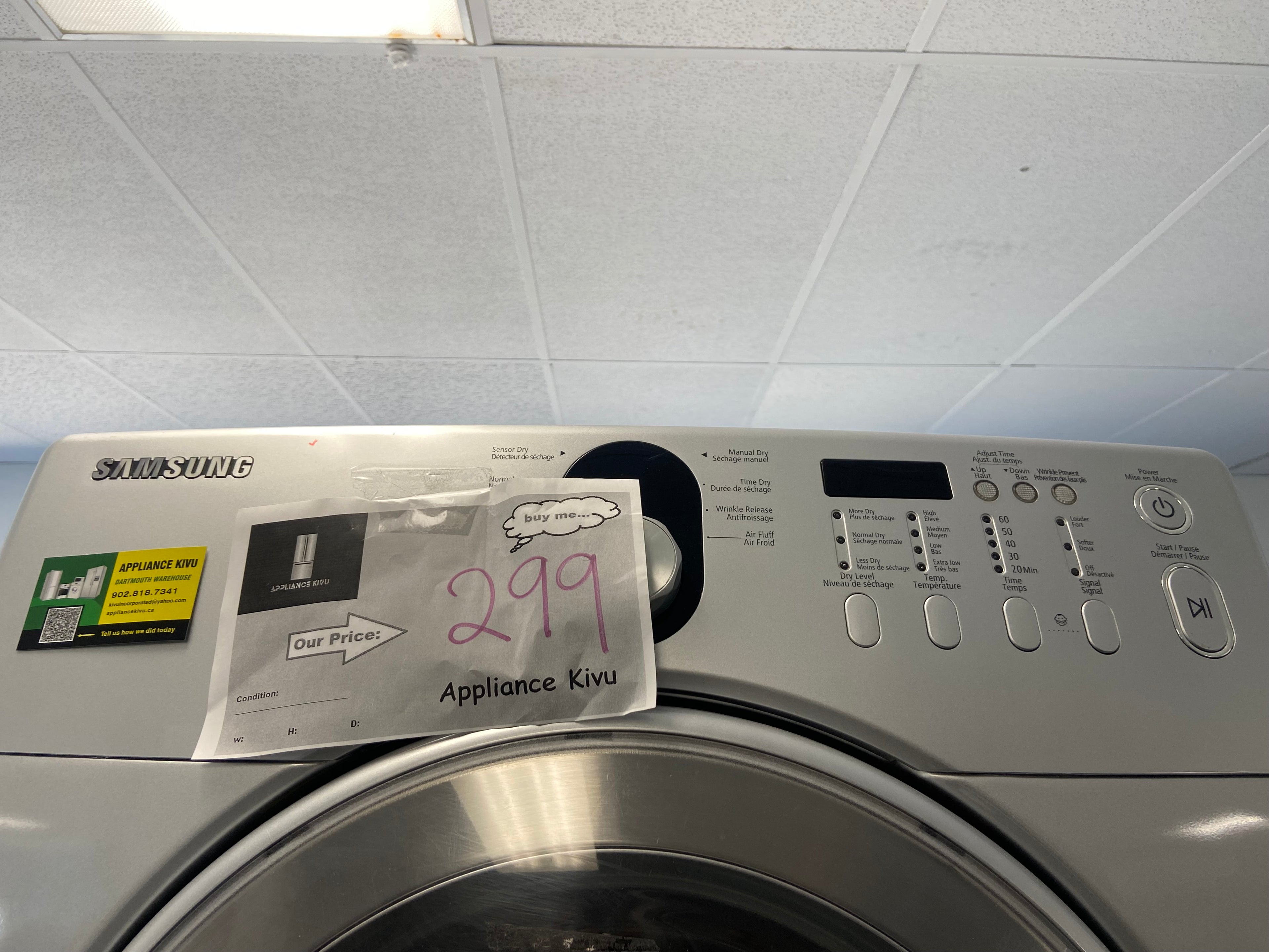 Samsung DV218AES Dryer, 27 inch Width, 7.3 cu. ft. cu. ft., 4 Temperature Settings, Stackable, Steel Drum, White colour (Electric Super Capacity Dryer)
