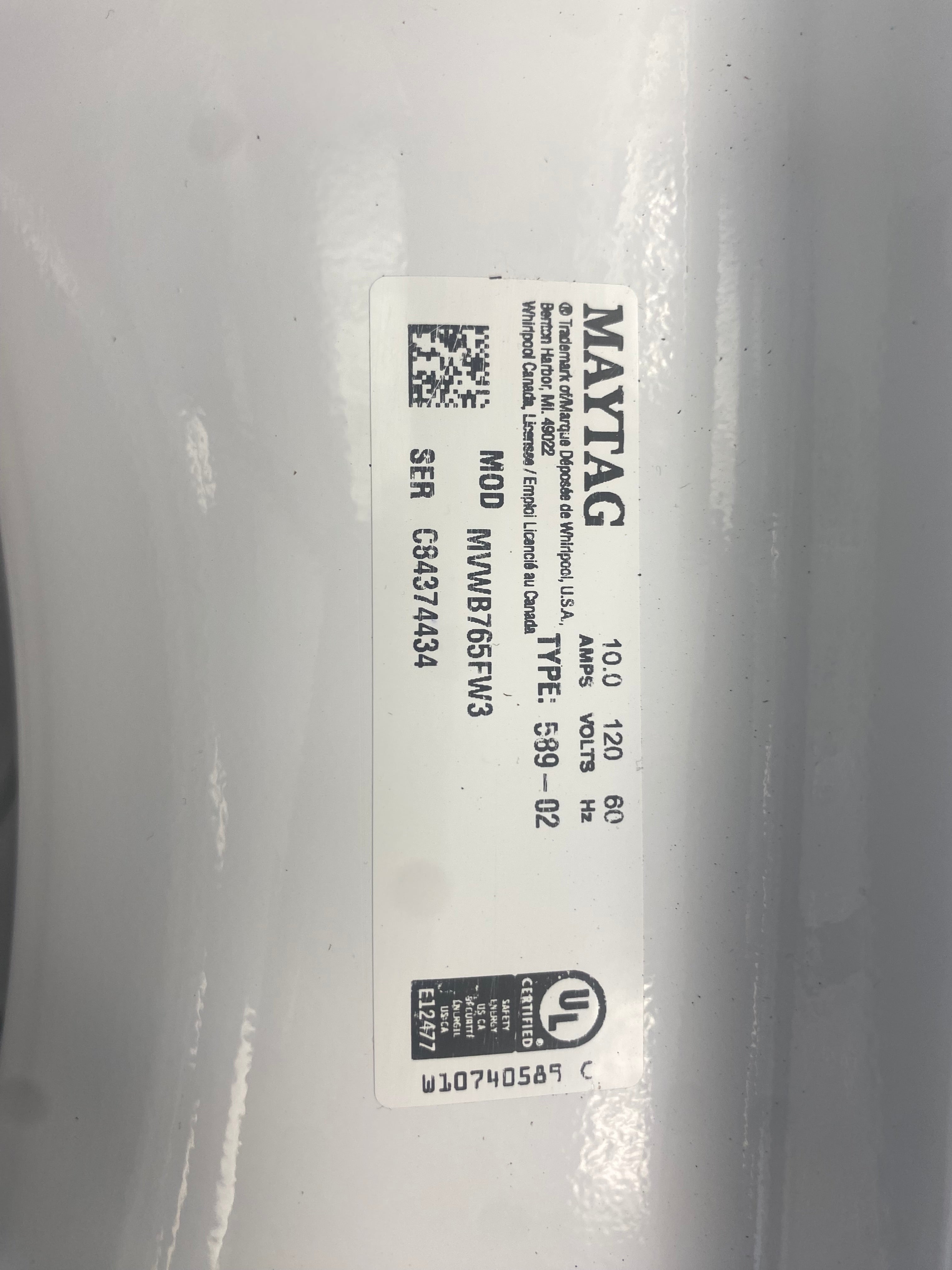 Maytag washer and dryer set, side by side set up, "New Open Box".