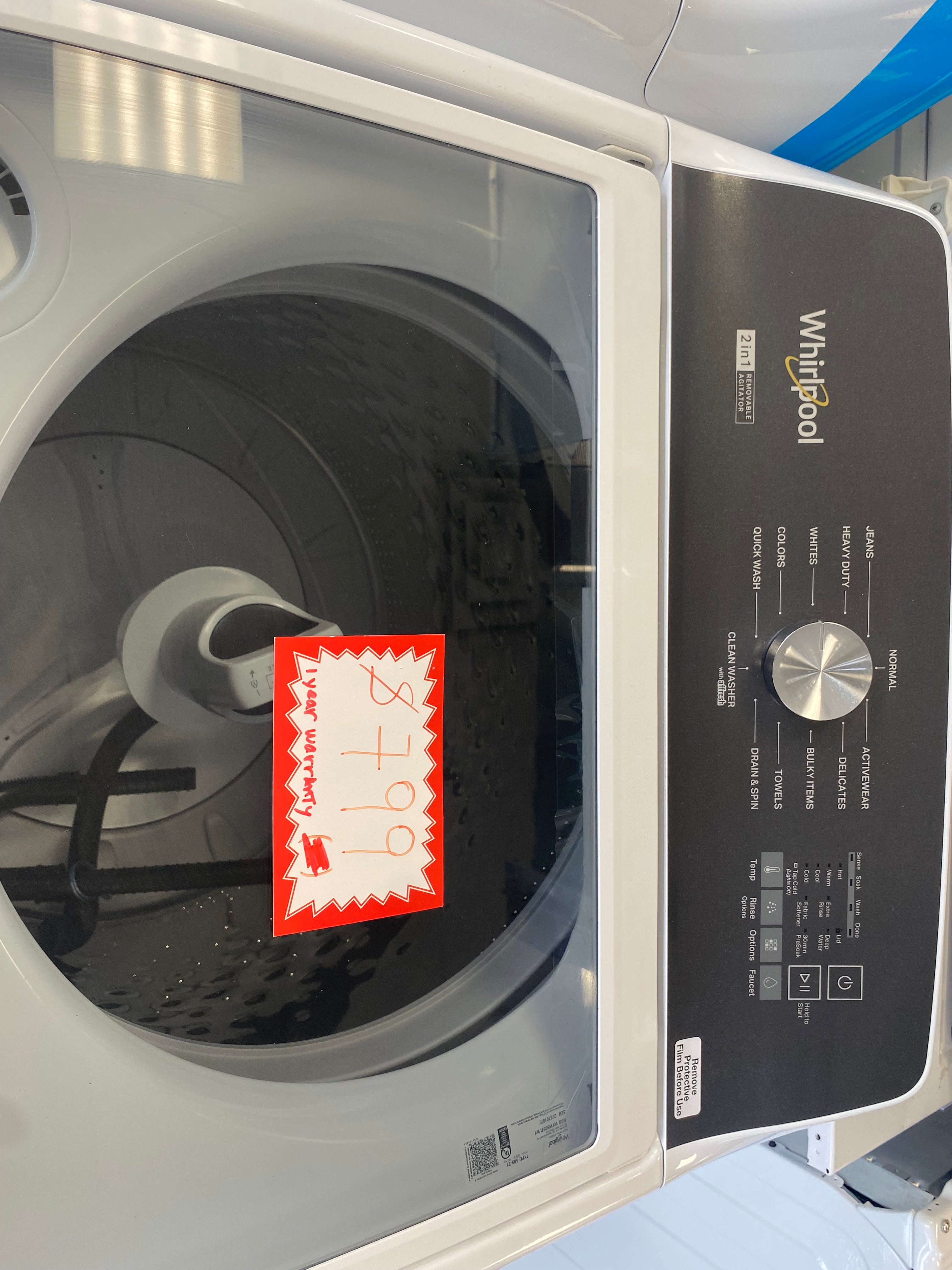 4.7-4.8 Cu. Ft. Top Load Washer with 2 in 1 Removable Agitator WTW5057LW1 Factory certified