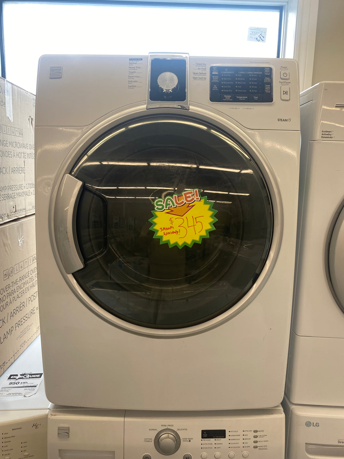 27” Kenmore dryer, white, (Refurbished)