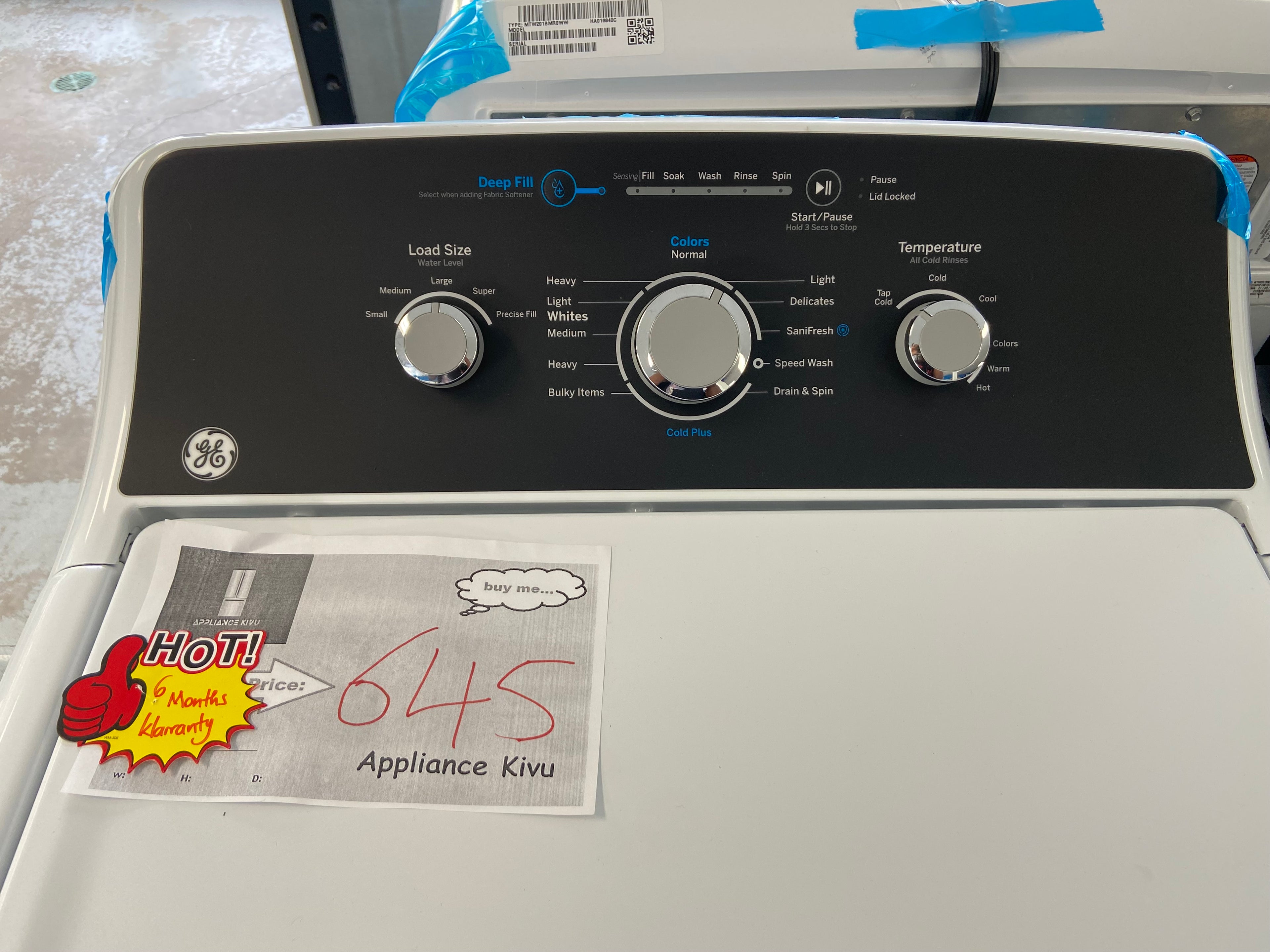 GE GTW334BMR0WS Top Load Washer, 27 inch Width, 4.4 cu. ft. Washer Capacity, 800 RPM Washer Spin Speed, 12 Wash Cycles, 6 Temperature Settings, Agitator, White colour