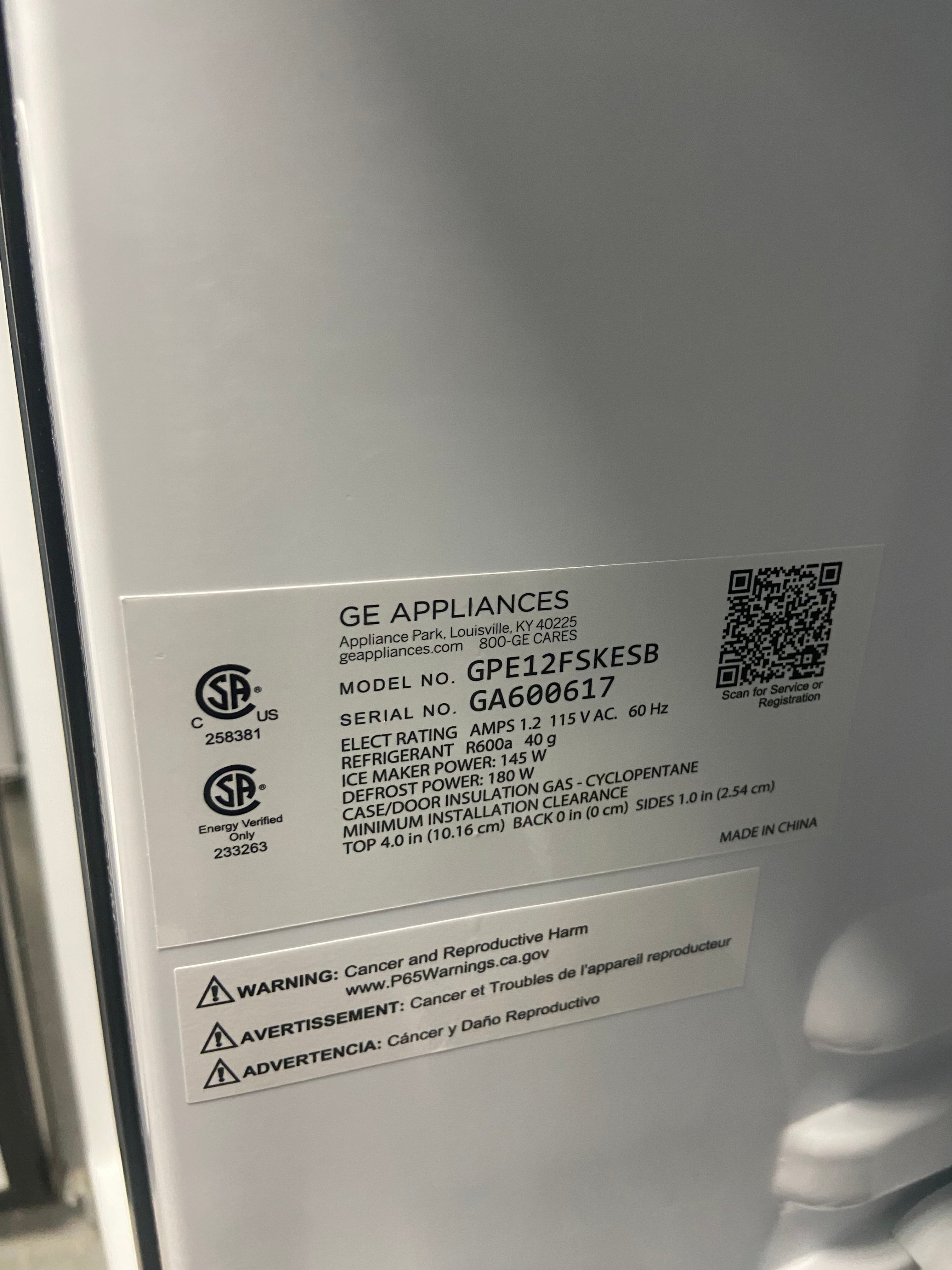 GE apartment size stainless fridge