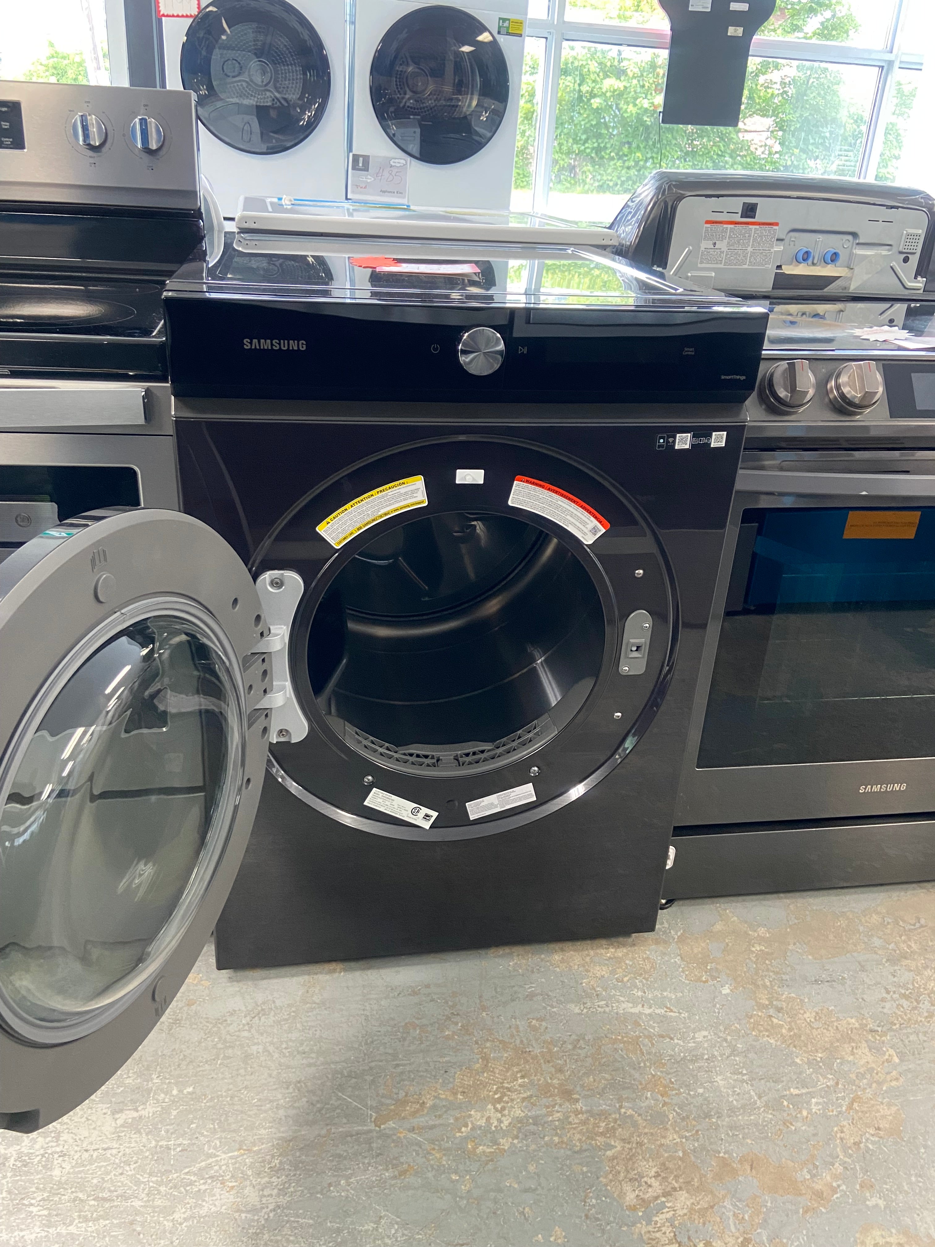 Black Stainless Steel Samsung 7.6 Cu. Ft. Electric Dryer with Steam  - Stackable - DVE53BB8700VAC Dryer (refurbished)